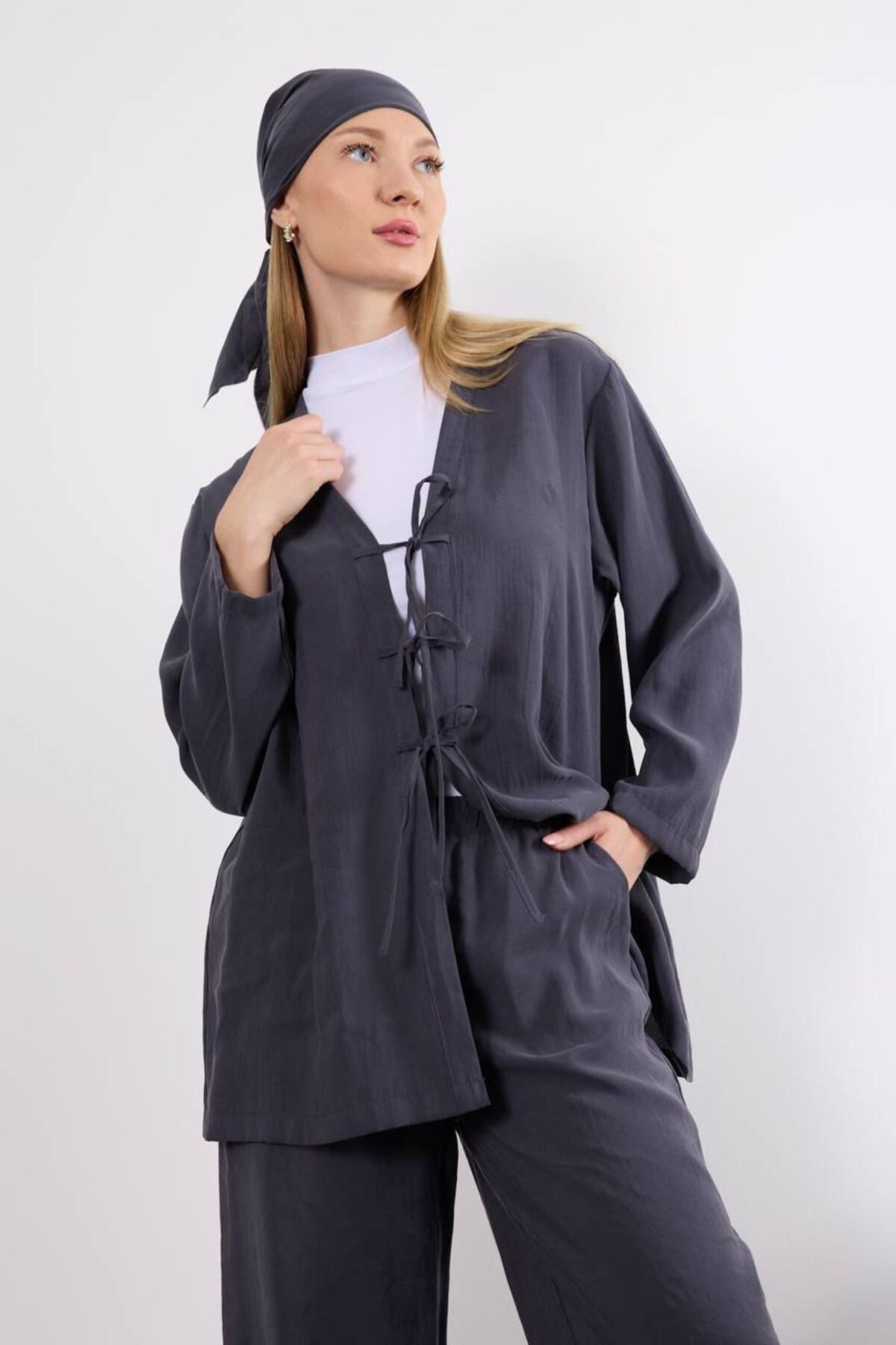 Aris collection 3 Bağcıklı Modal İnce Ceket Dış Giyim