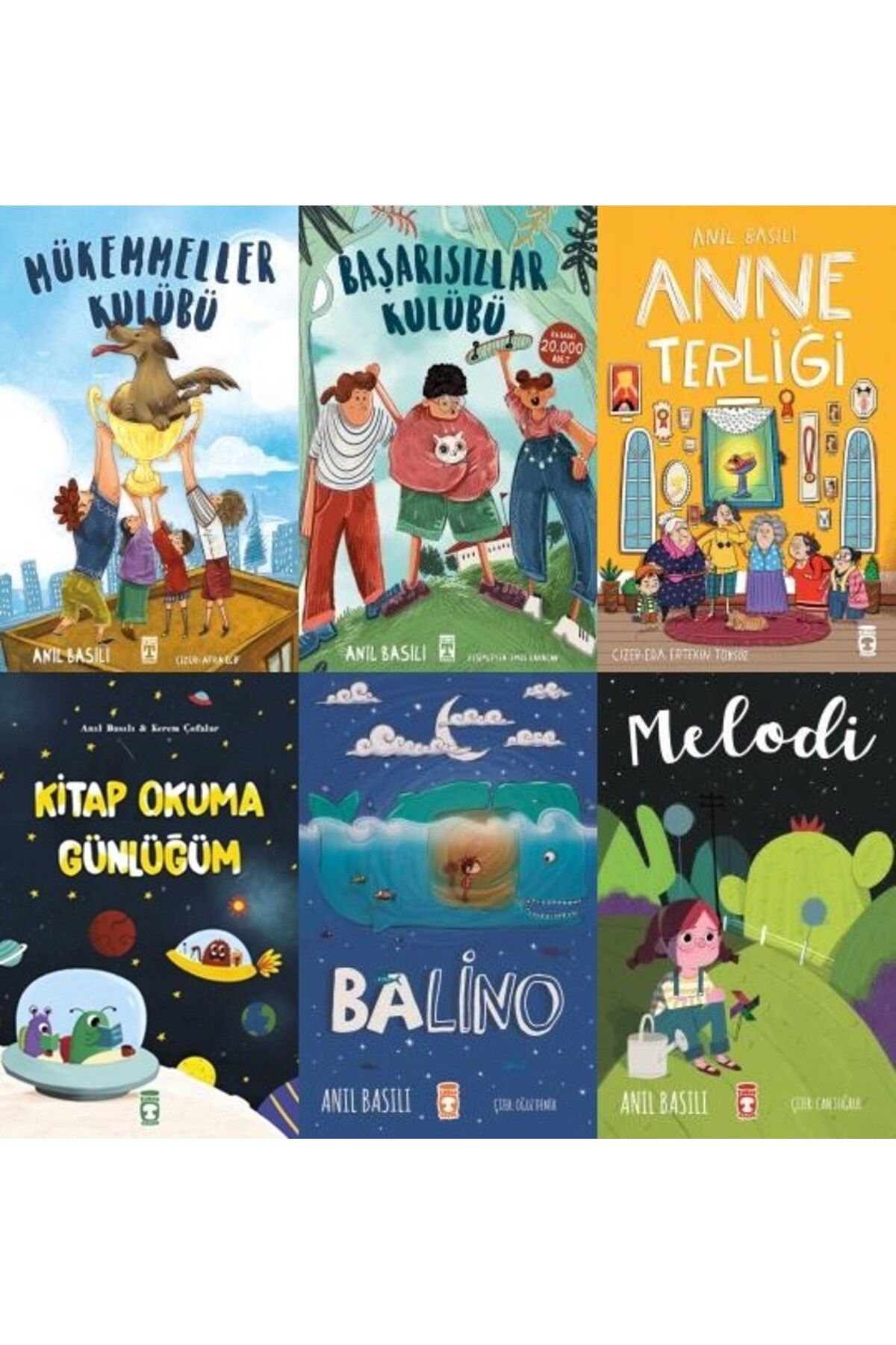 Timaş Çocuk Anıl Basılı 6'lı Okuma Kitabı Seti - Balino, Melodi, Anne Terliği, Başarısızlar Kulübü, Mükemmeller