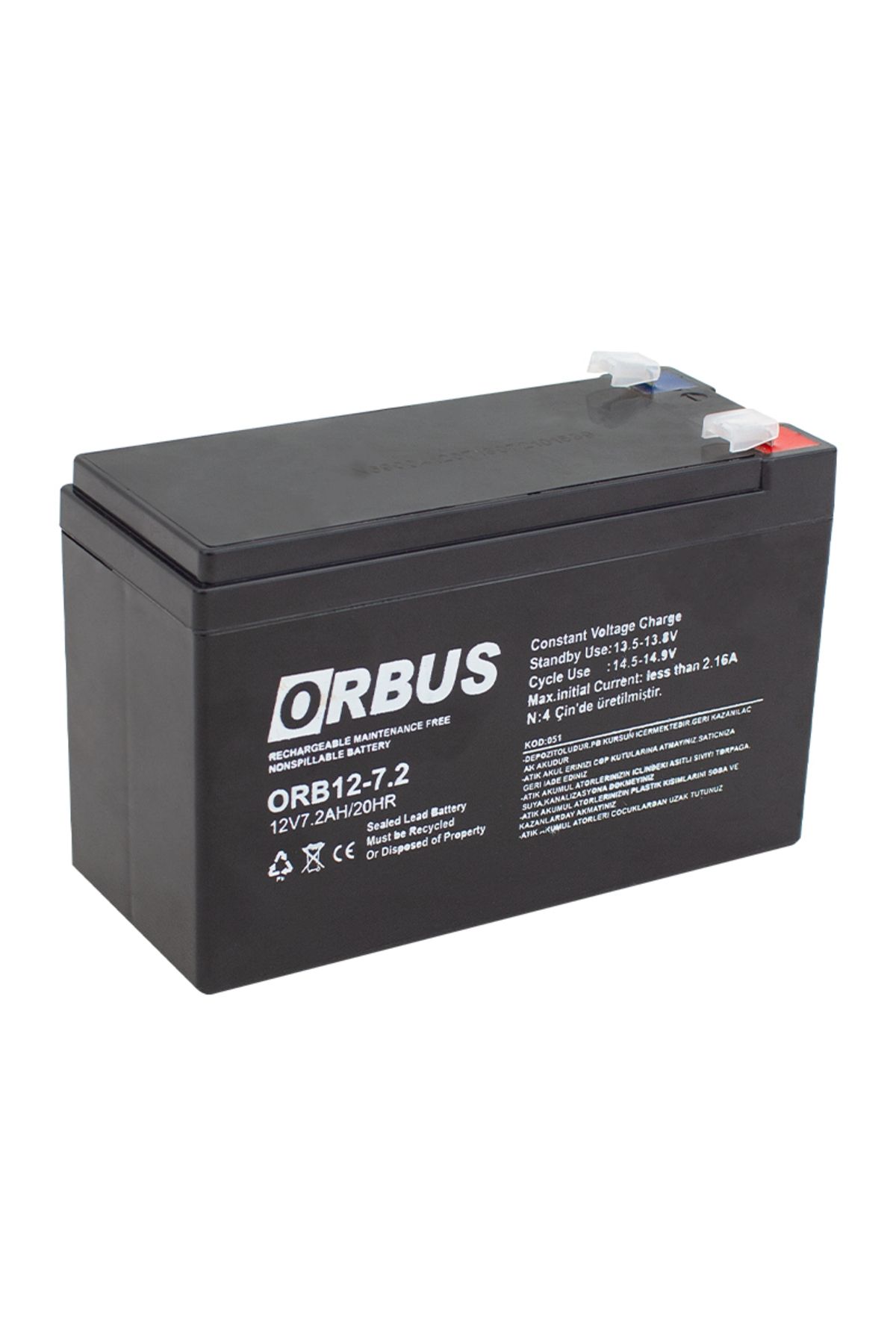 Zayla AKÜ 12 VOLT 7.2 AMPER O.r.b.u.s UPSLER İÇİN ORB12-7.2 (150 X 65 X 90 MM) (5165)