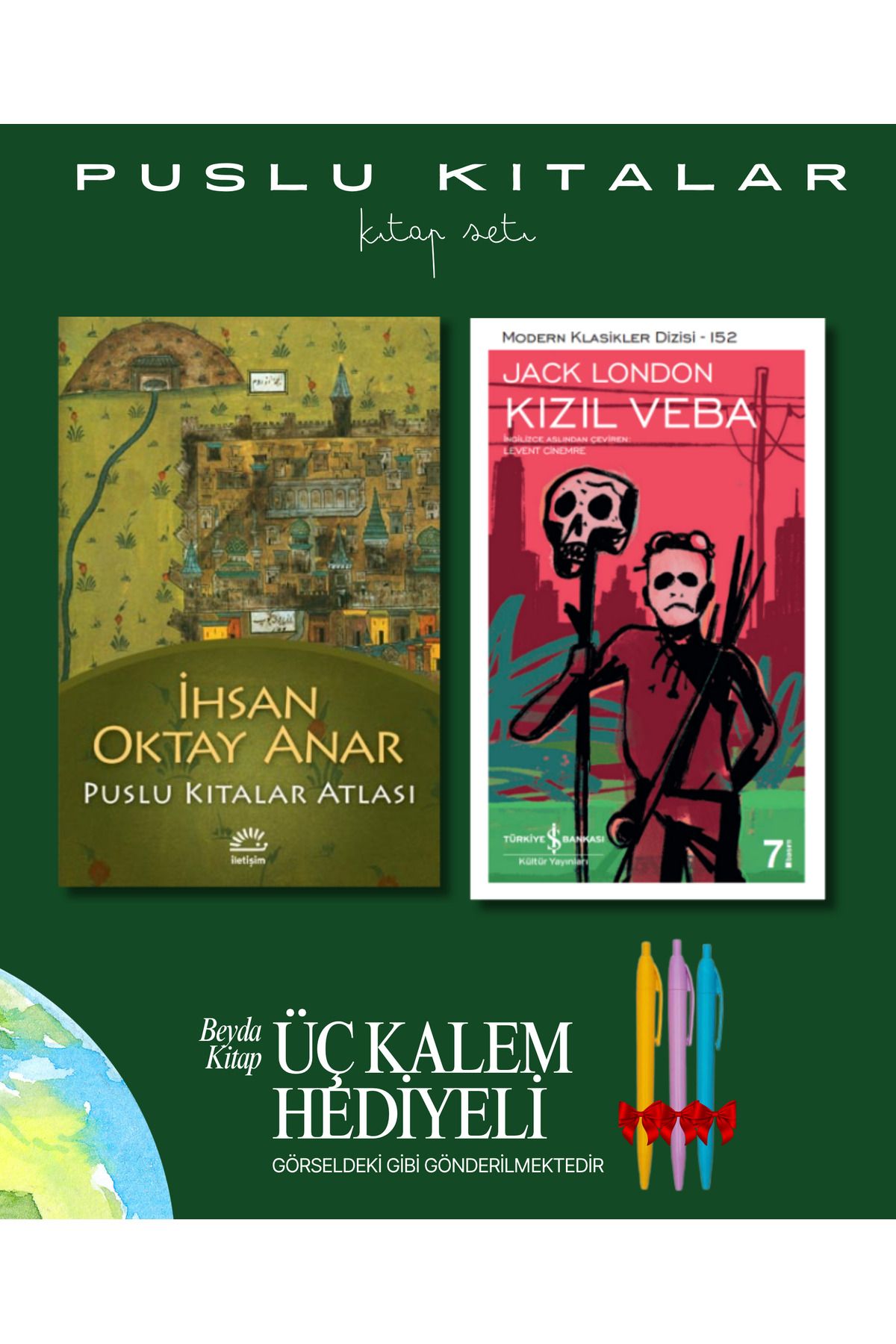 İletişim Yayınları Puslu Kıtalar Atlası - Kızıl Veba - Kitap Seti - İhsan Oktay Anar - Kalem Hediyeli