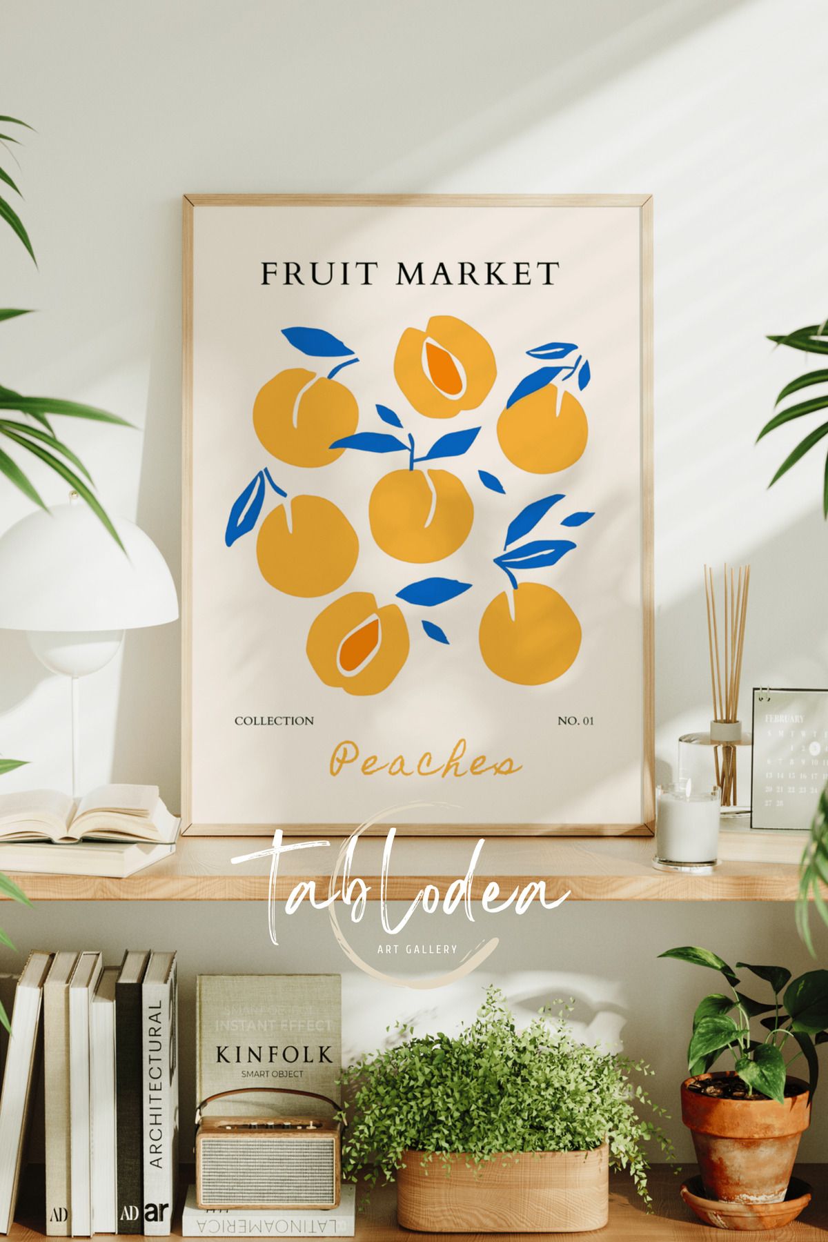 tablodea Modern Mutfak Dekoru Çerçeveli Poster Tablo, Bohem Dekoratif Minimalist Meyve Desenli Mutfak Tablosu