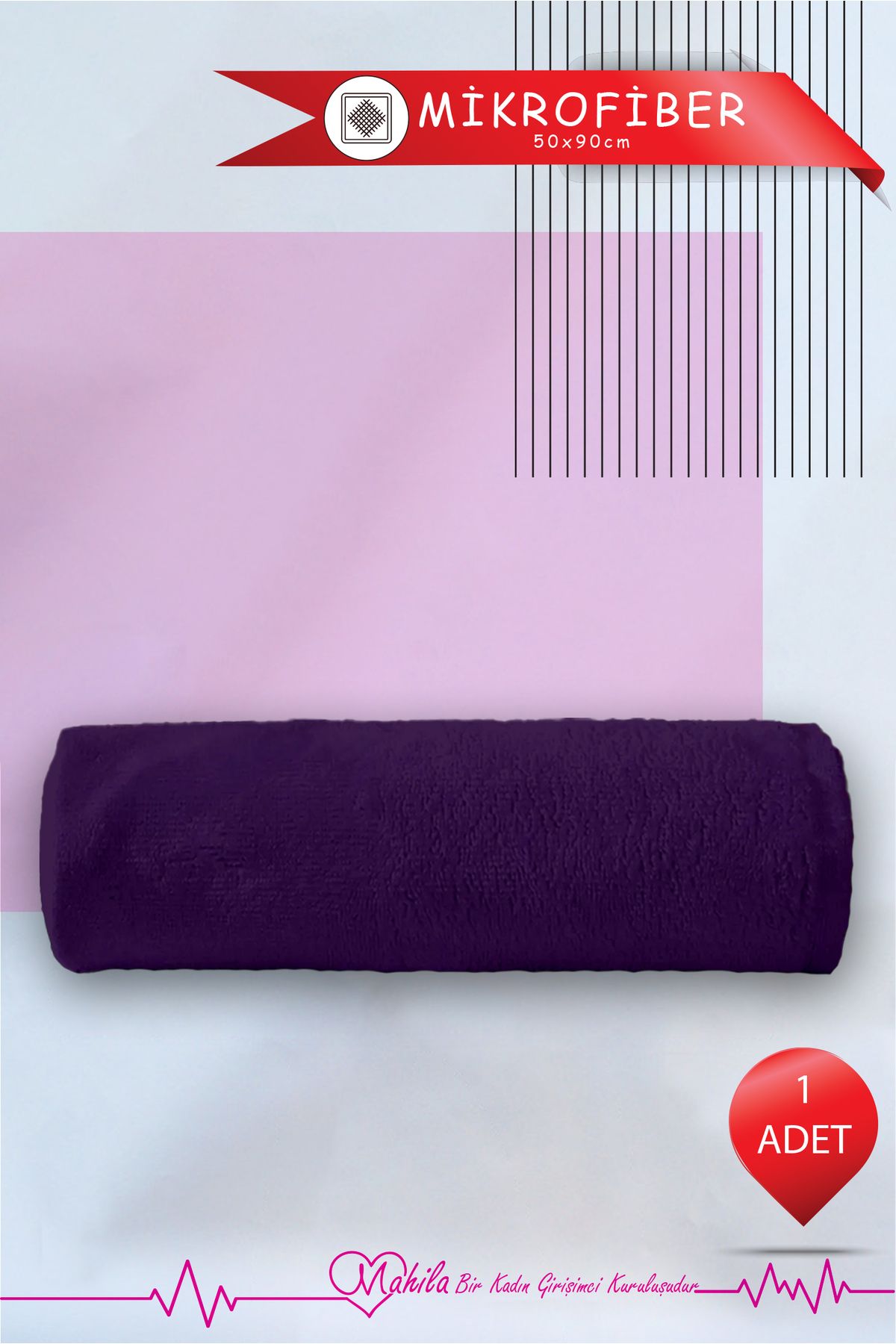 Mahila 1 Adet 50x90 Mikrofiber Havlu, Premium Havlu, Spor Havlusu, Fitness Havlusu, Berber Kuaför Havlusu