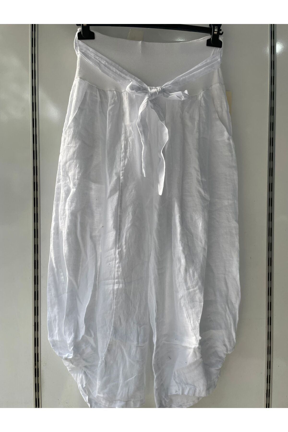 Gezginimport Beyaz Keten Pantolon Ham Keten