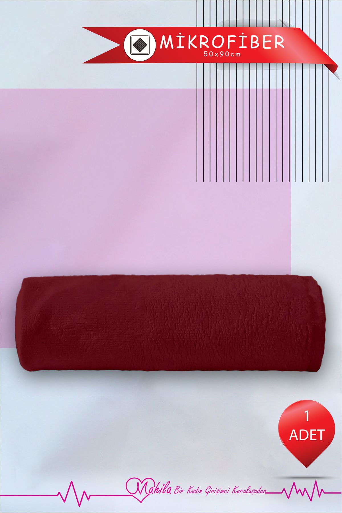 Mahila 1 Adet 50x90 Mikrofiber Havlu, Premium Havlu, Spor Havlusu, Fitness Havlusu, Berber Kuaför Havlusu