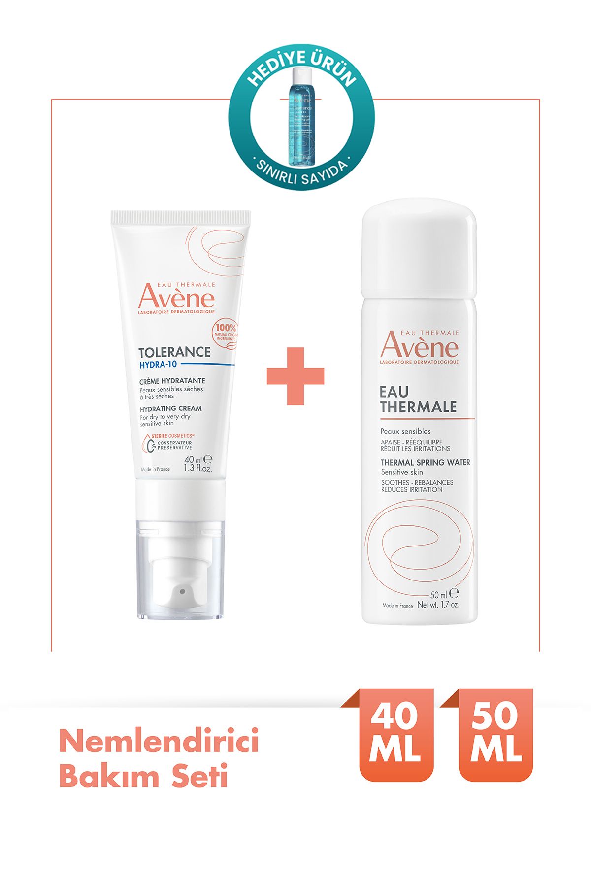 Avene Kuru Ciltler için Tolerance Hydra-10 Krem 40ml + Termal Su 50ml Set