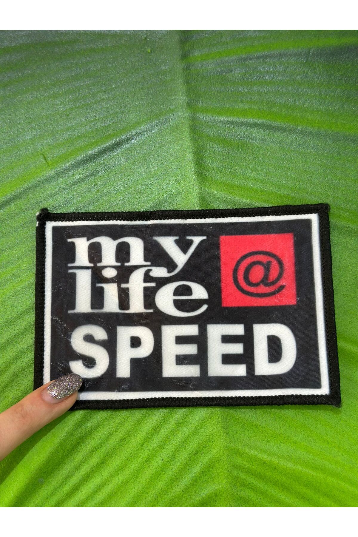Gönülden Tasarım MY LİFE SPEED YAZILI ARMA DİKİŞ APLİKE 11X7 CM