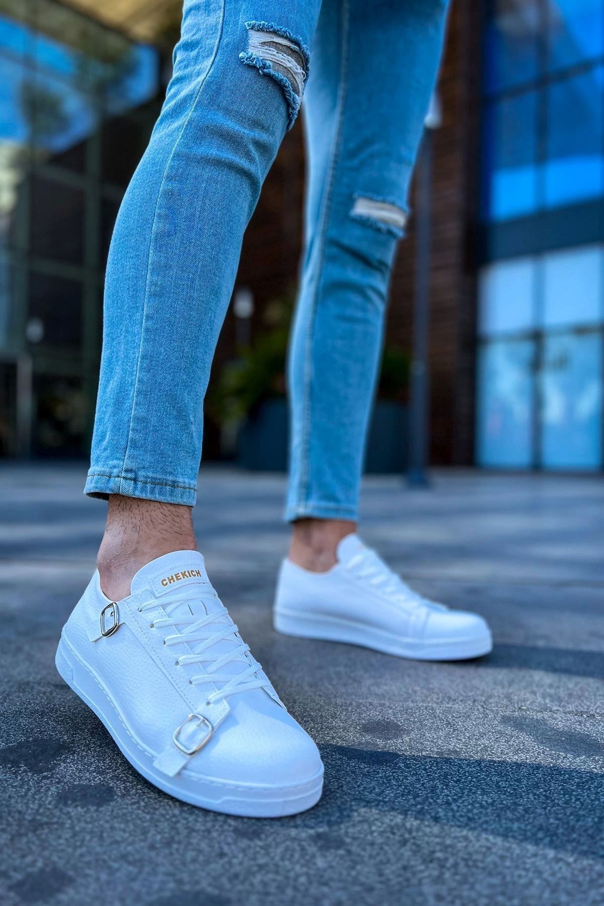 OurStyles CH191 CBT Side Buckle Erkek Ayakkabı BEYAZ