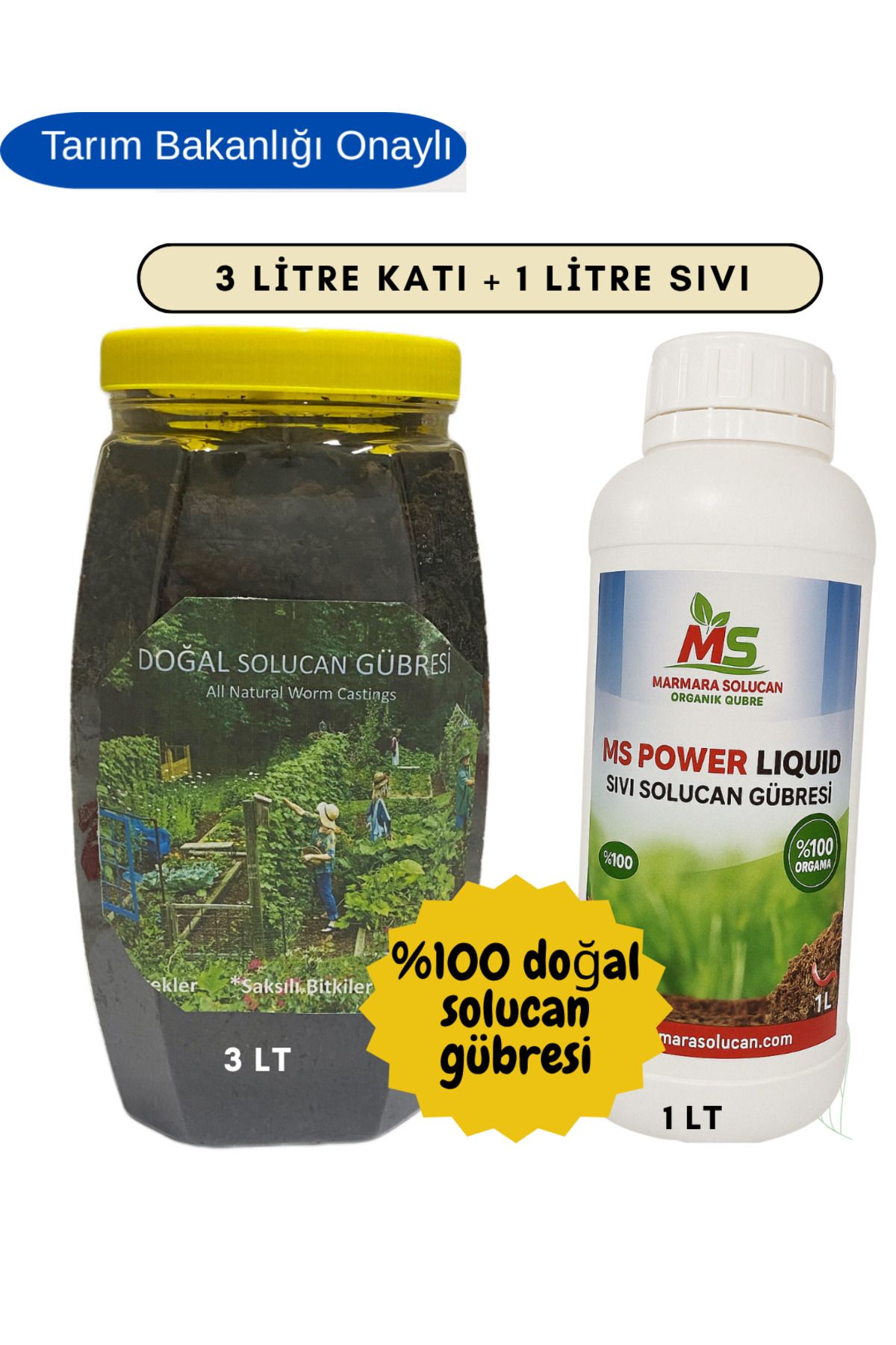 NeFizzDoğa %100 Doğal Katı ve Sıvı Solucan Gübreleri (3 LT KATI+1 LT SIVI) -2'Sİ BİR ARADA
