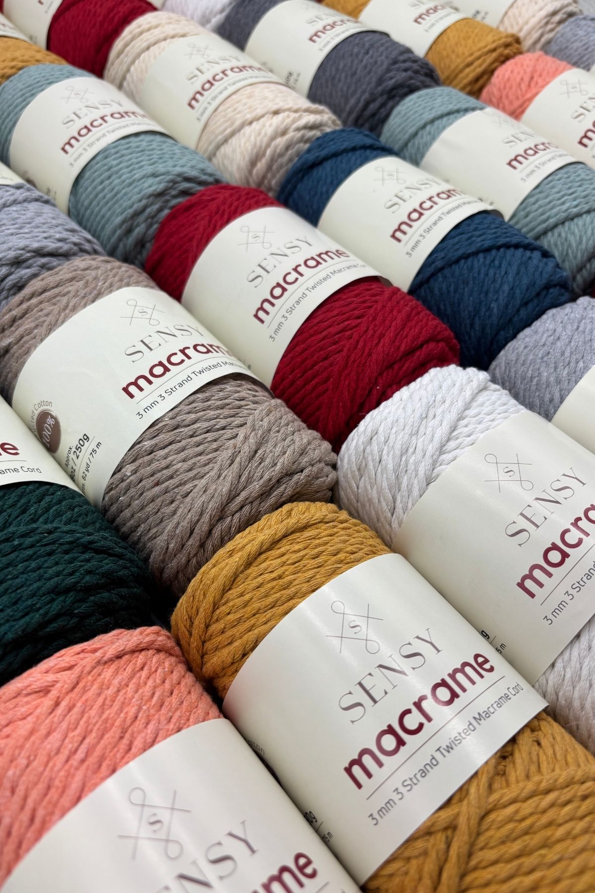SENSY-Premium 3 Twist Cotton Carded Macrame Cardable Macrame Rope Hobby Rope Three Twist Mustard 3