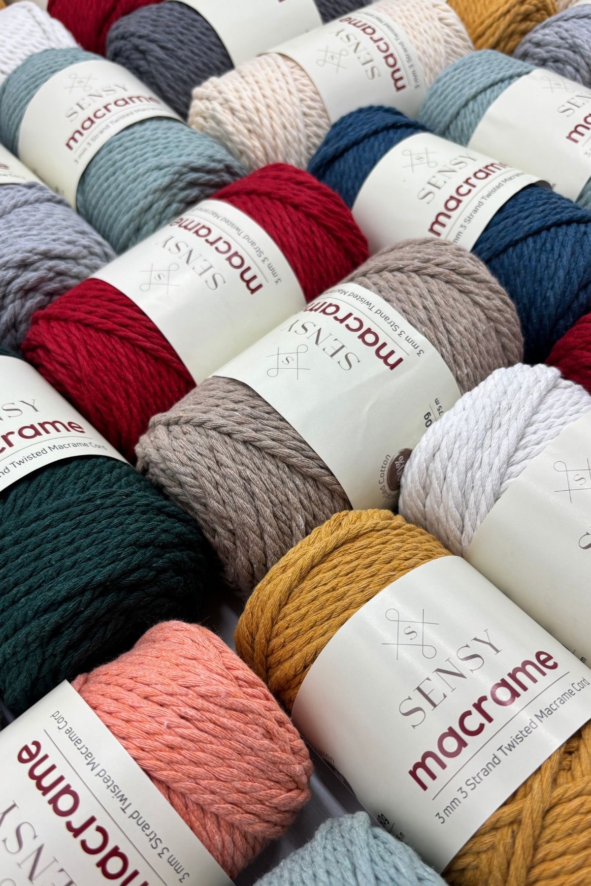 SENSY-Premium 3 Twist Cotton Carded Macrame Cardable Macrame Rope Hobby Rope Three Twist Mustard 8