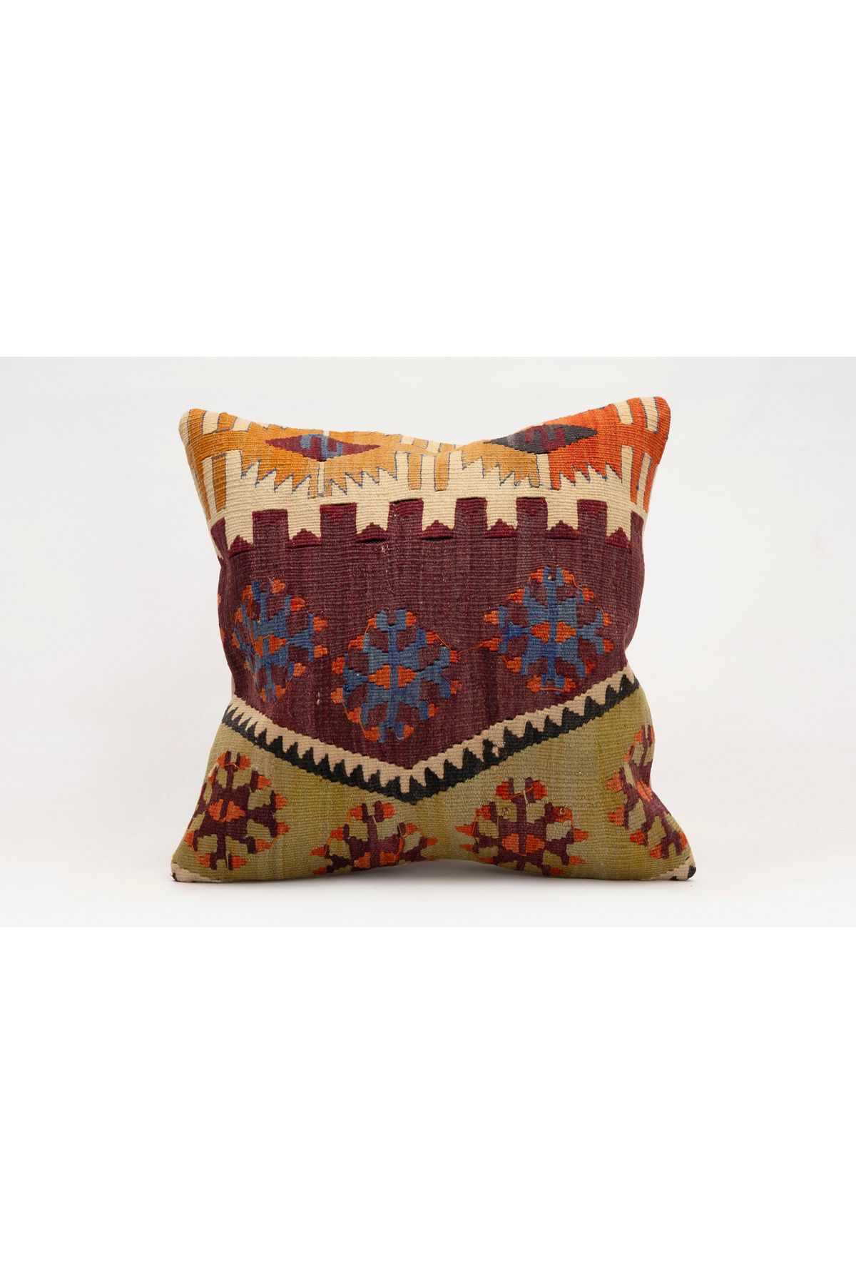 Kilim Whole Sale El Yapımı Kilim'den Yapılmış Vintage Kırlent Kılıfı, Yün, 40x40 Cm