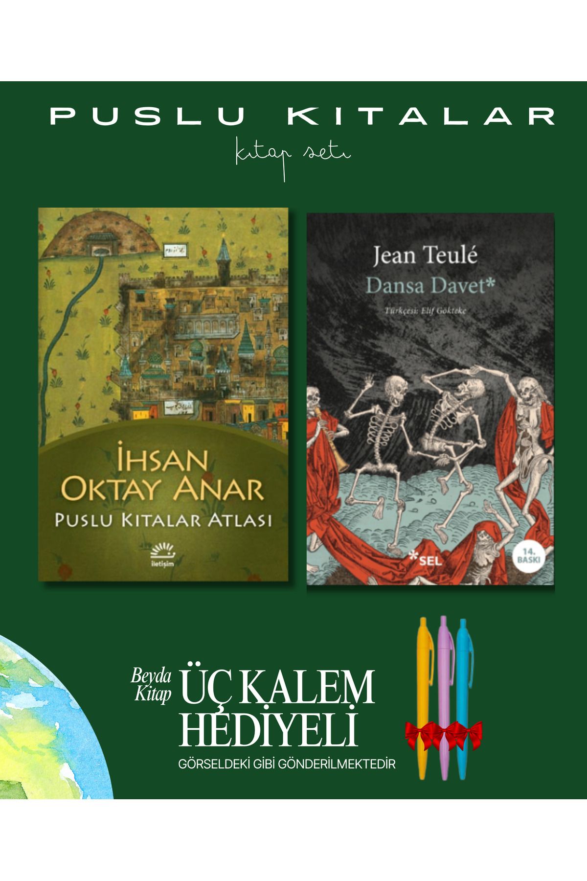 İletişim Yayınları Puslu Kıtalar Atlası - Dansa Davet - Kitap Seti - İhsan Oktay Anar - Kalem Hediyeli