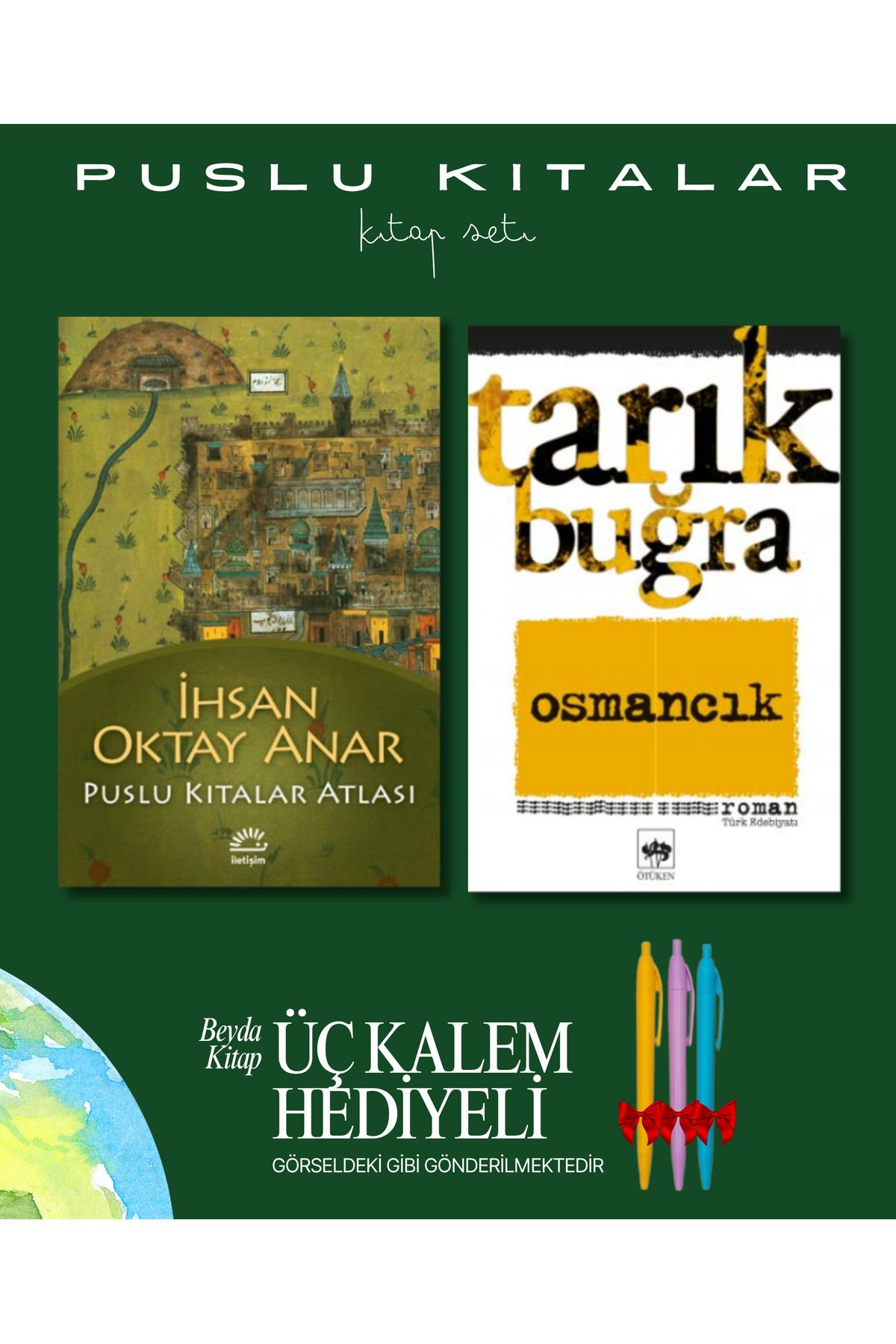 İletişim Yayınları Puslu Kıtalar Atlası - Osmancık - Kitap Seti - İhsan Oktay Anar - Kalem Hediyeli