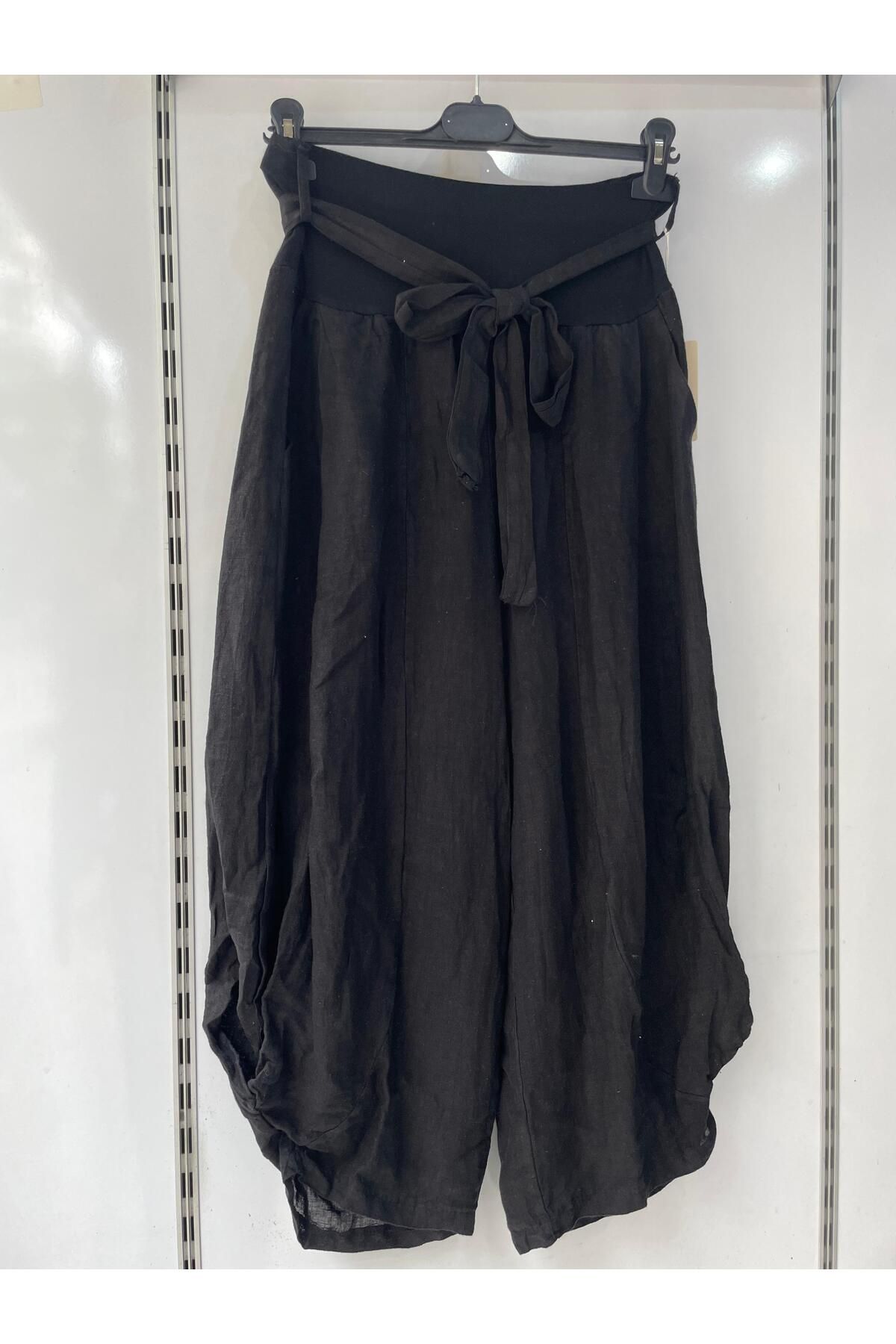 Gezginimport Keten Pantolon Kemerli Ham Keten