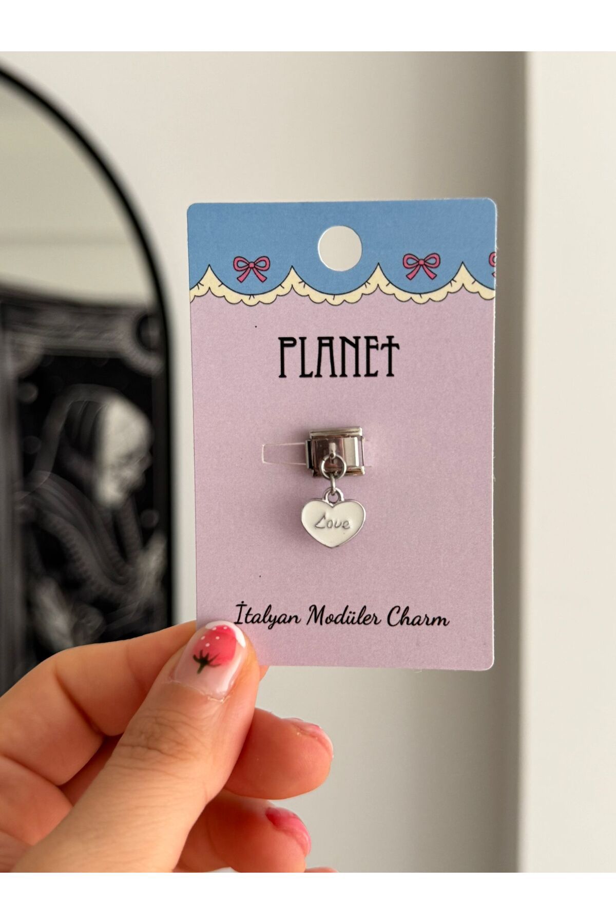 Planet Butik Love Sallantılı Kartlı İtalyan Charm