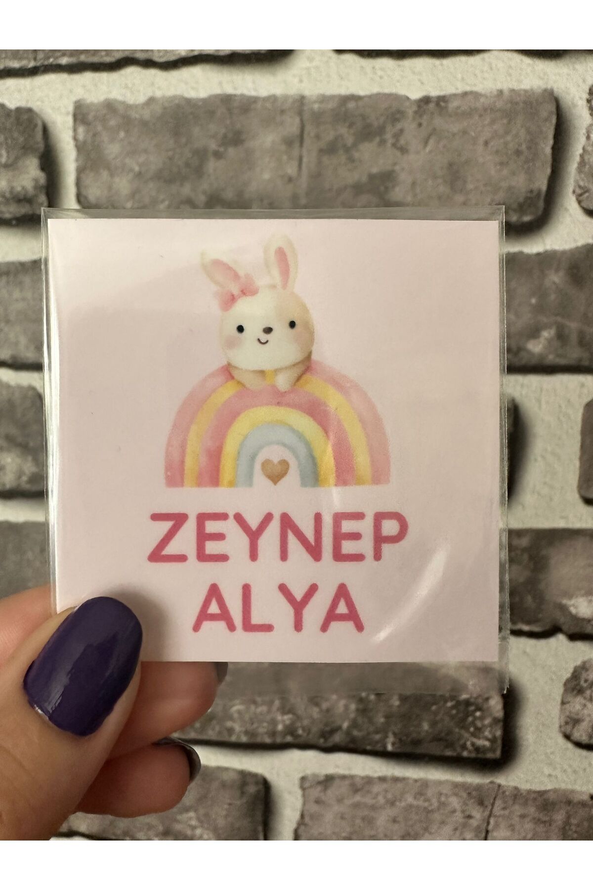 Renkia Studio Kişiye Özel 12’li Gökkuşağı Tavşan Tasarımlı Magnet Seti – Bebek Doğum Hediyeliği
