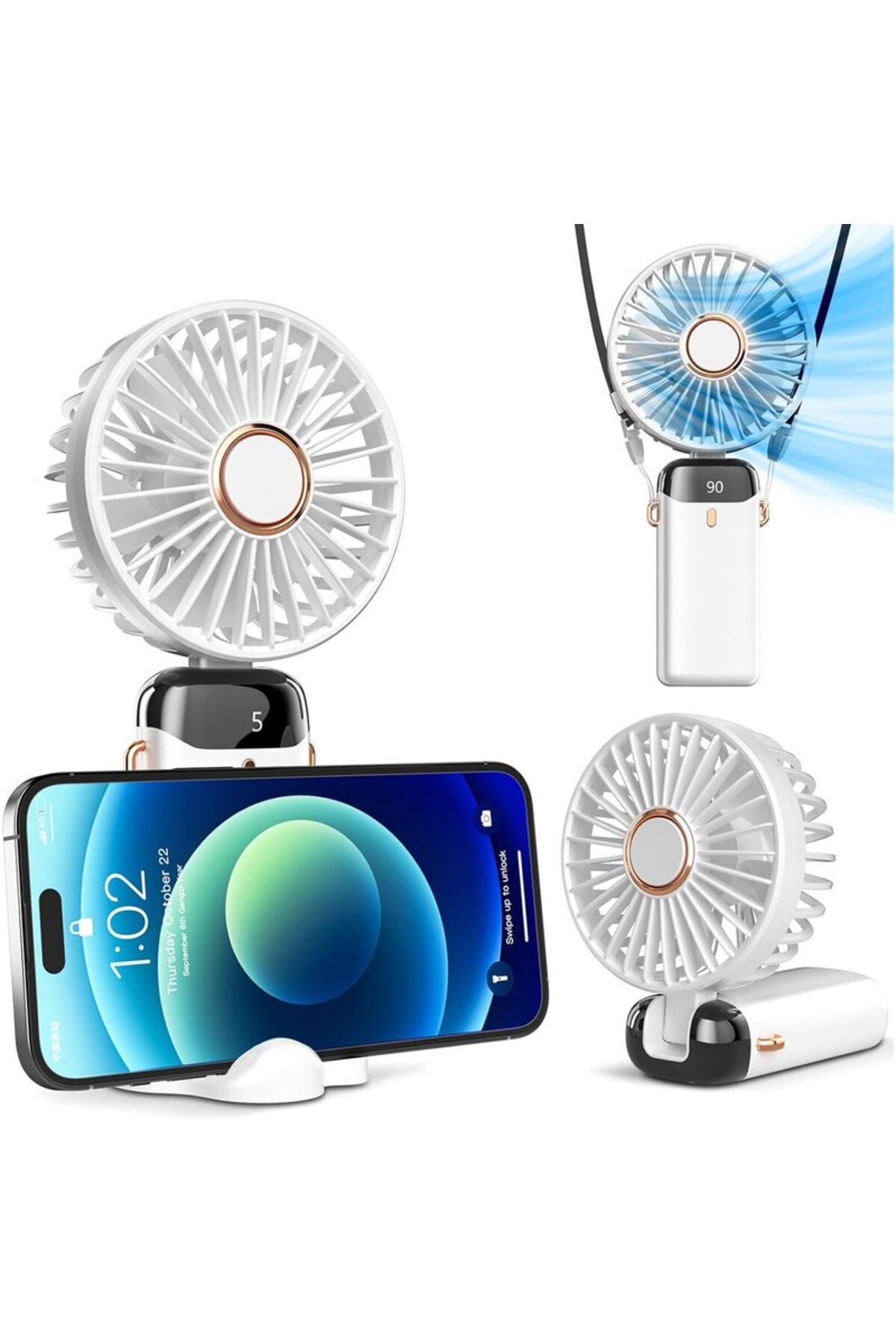xpress sales-Portable Handheld Fan, Rechargeable Mini Fan with Battery Base, 8 Hours Cooling, Digital Display, 5 4