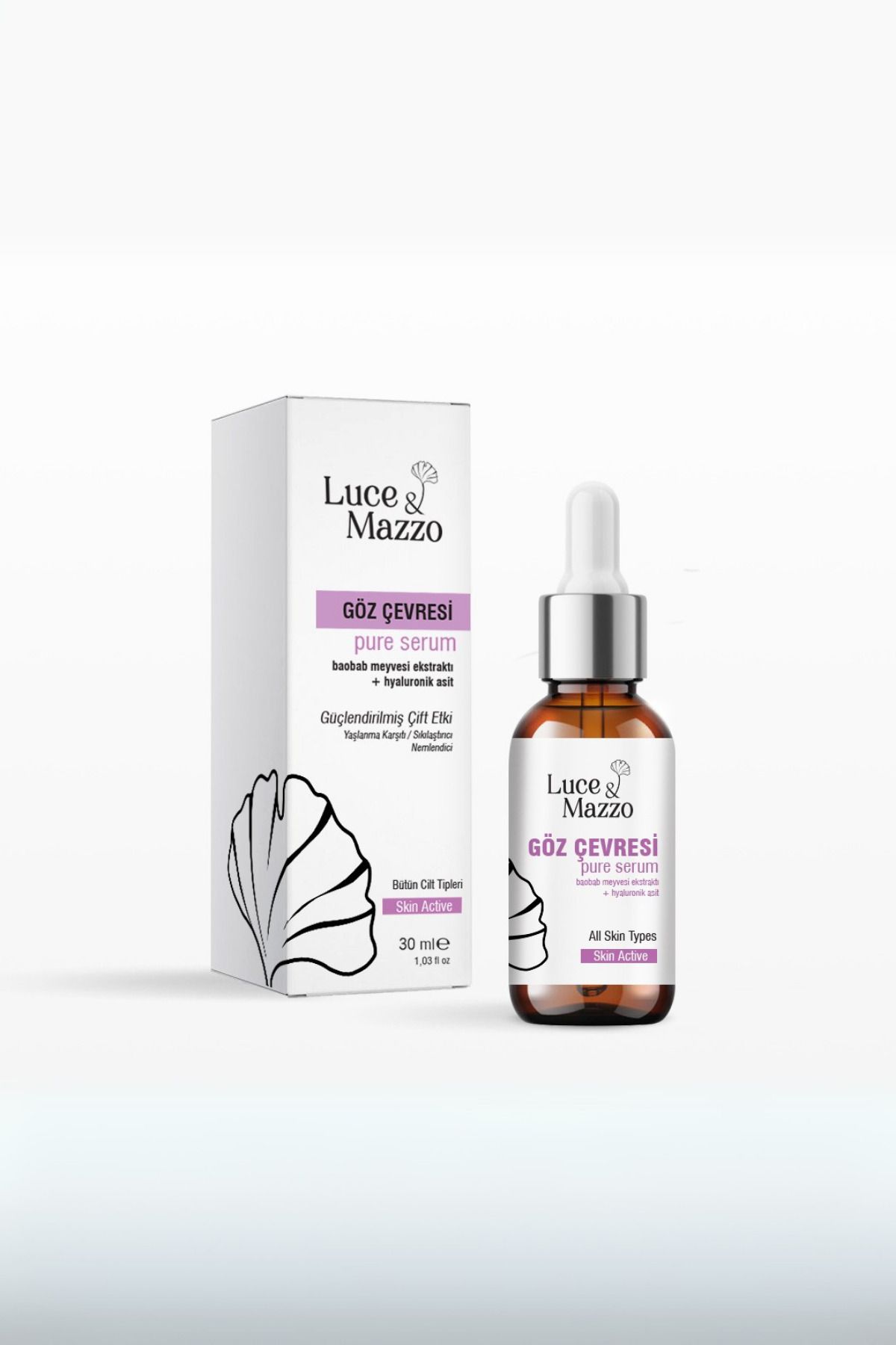 Luce & Mazzo Göz Çevresi Nemlendirici Bakım Serumu 30 ml, Hyaluronik Asit İçerikli İnce Çizgilere Destek