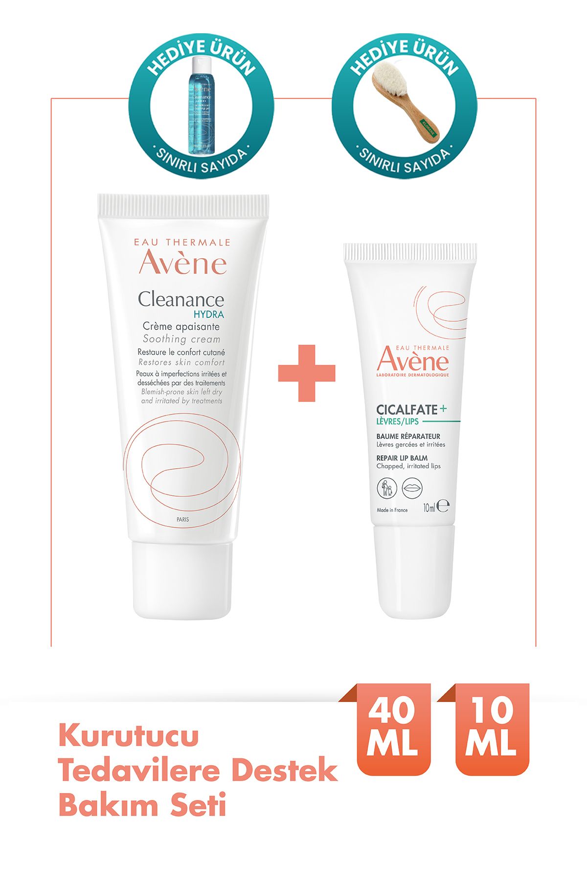 Avene Cleanance Hydra Krem 40ml + Dudak Kremi 10ml Onarıcı ve Nemlendirici Set