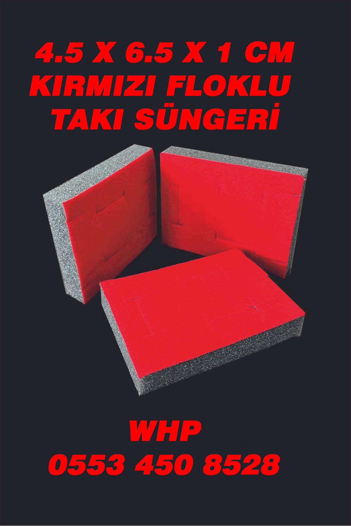 ÇUKUROVA ÜTÜ 10 ADET KIRMIZI SÜNGER 6,5 X 4,5 X 1 CM (Takı Kutusu Kolye, Bileklik İçin)
