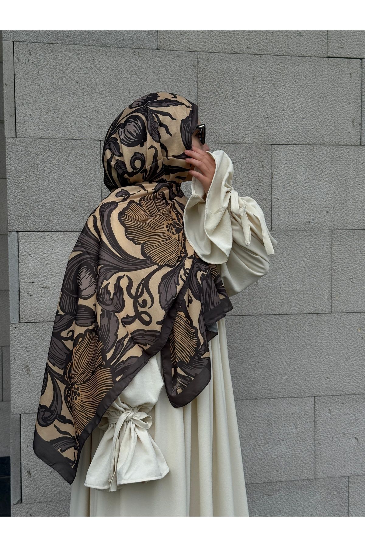 Qalortex Scarf Pamuklu Soft Luna Desen Şal-Küf Yeşil