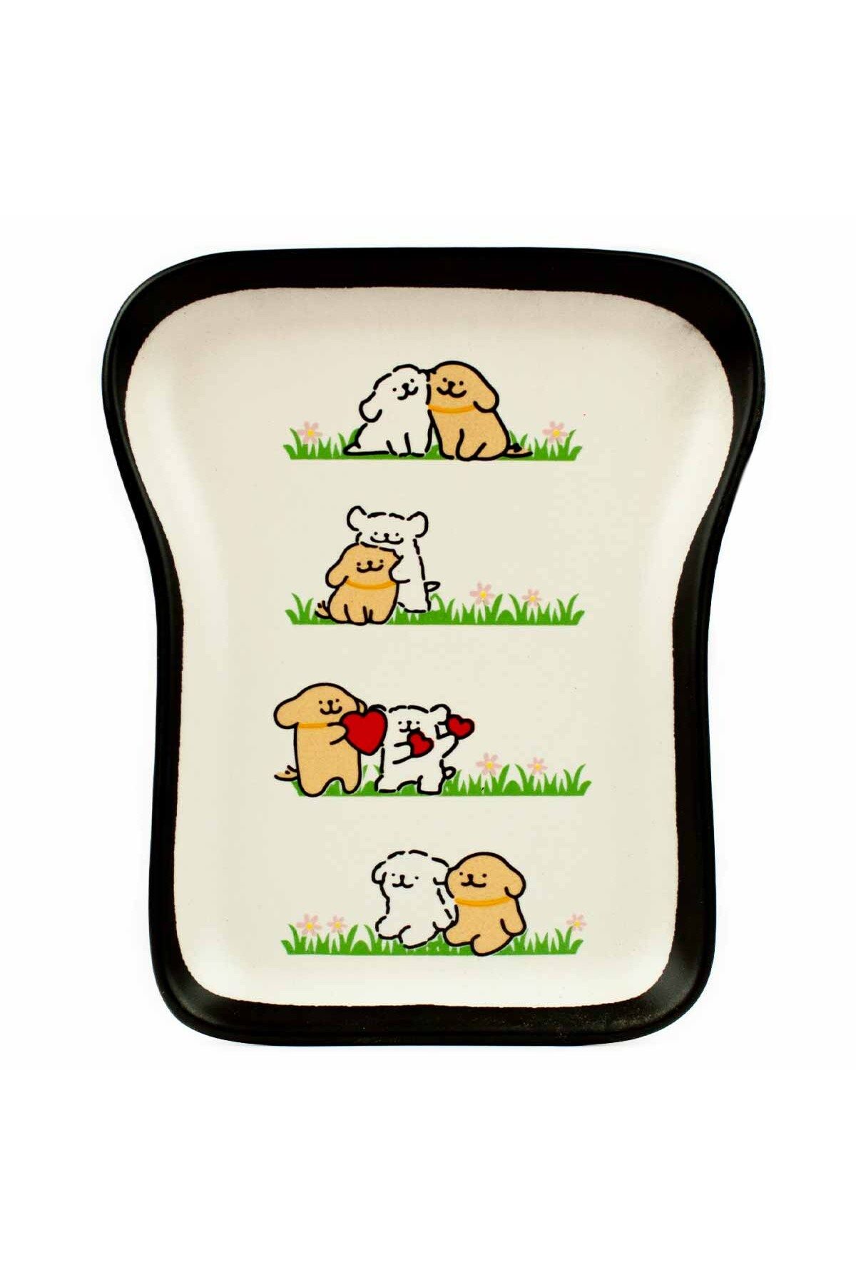 PALTO TASARIM İki Sevgili Puppy Tasarım Tost Tabağı - Kahvaltı Sunum Tabağı