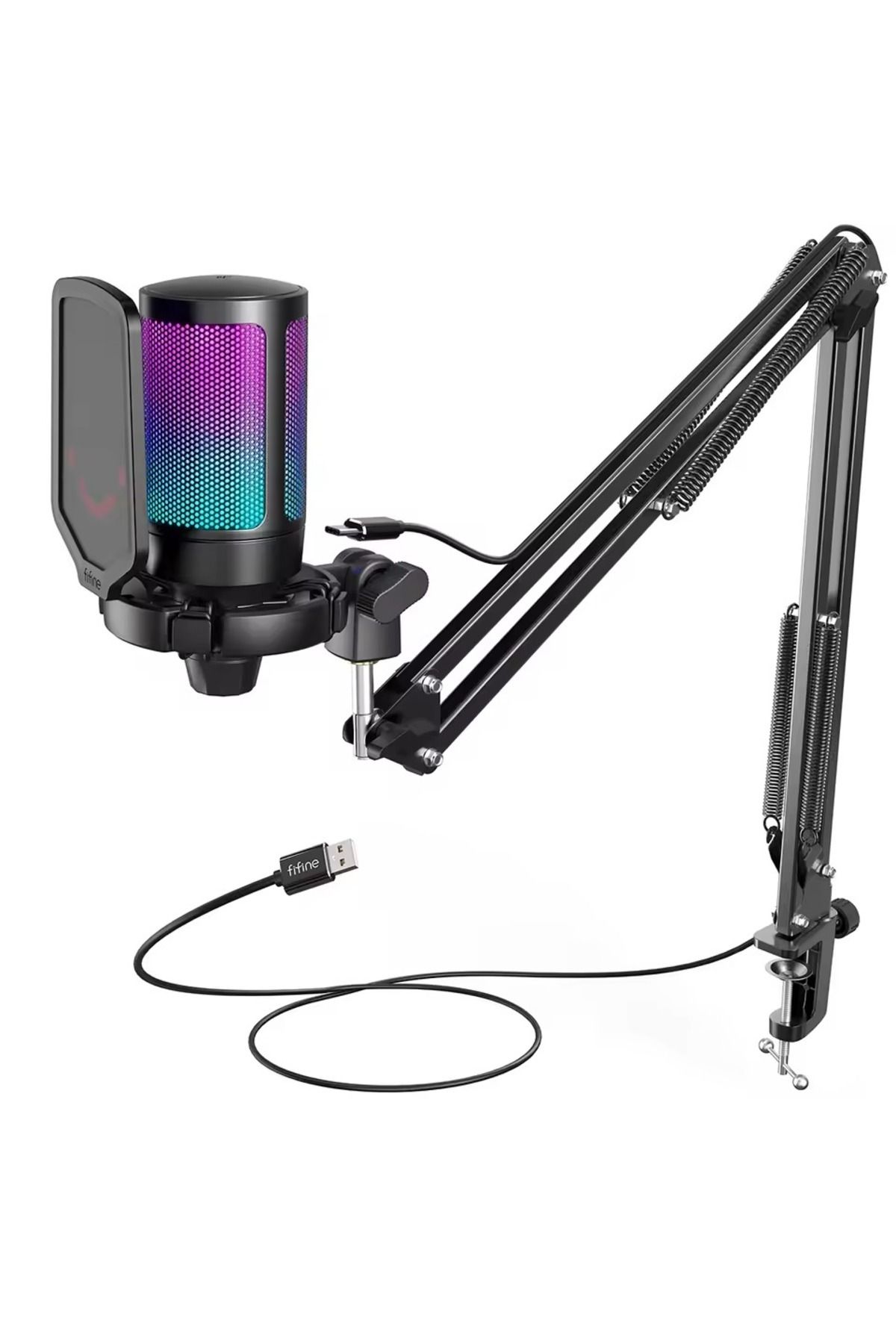 Alstrap Rgb Işıklı Usb Mikrofon Seti Yayıncılar, Podcast Oyun İçin Profesyonel Kayıt Mikrofonu Kol Standı