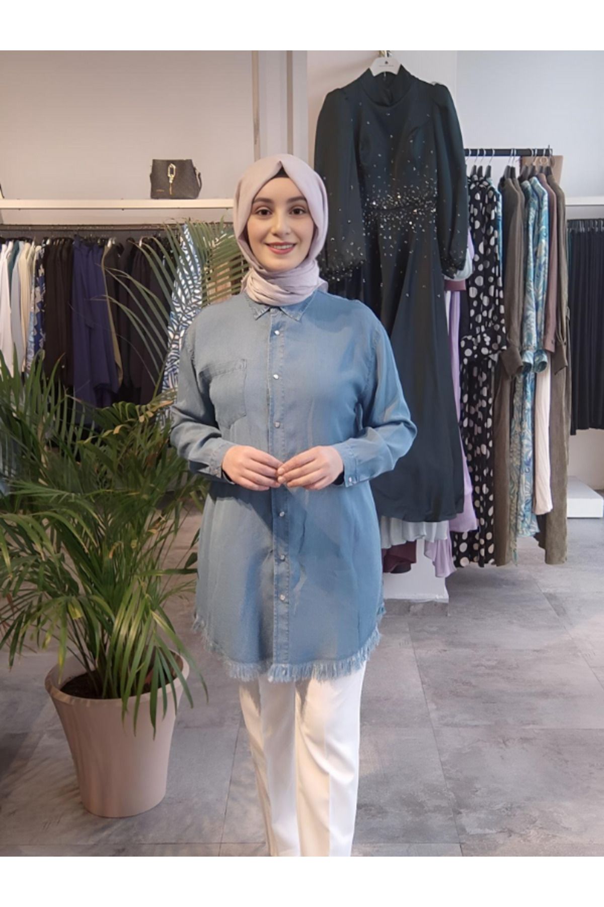 Zühre Cep Detaylı Ceket Pantolon Gri/Mavi Takım TK-1103