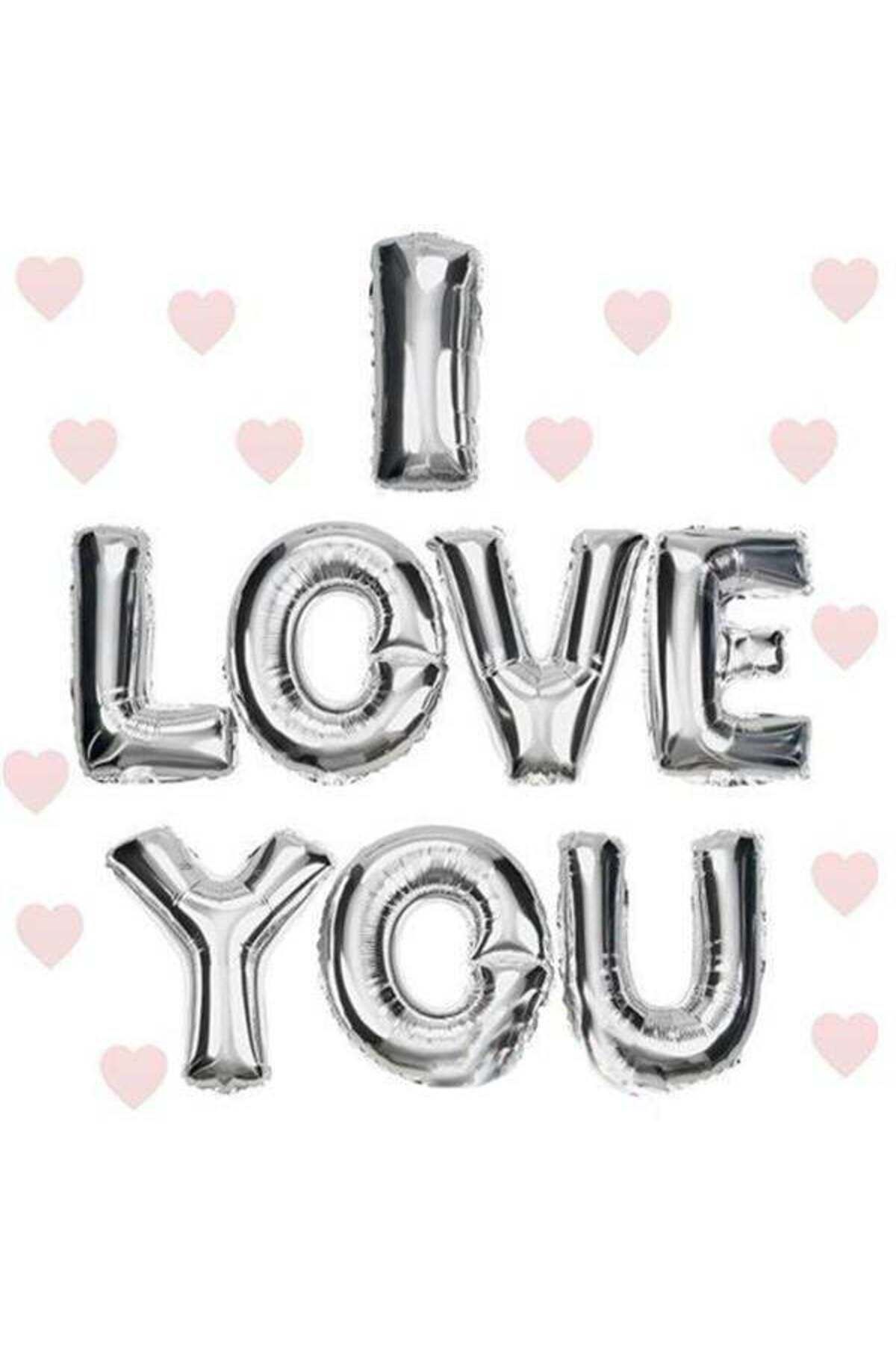 Modafiks I Love You Folyo Balon Gümüş Renk 35 CM