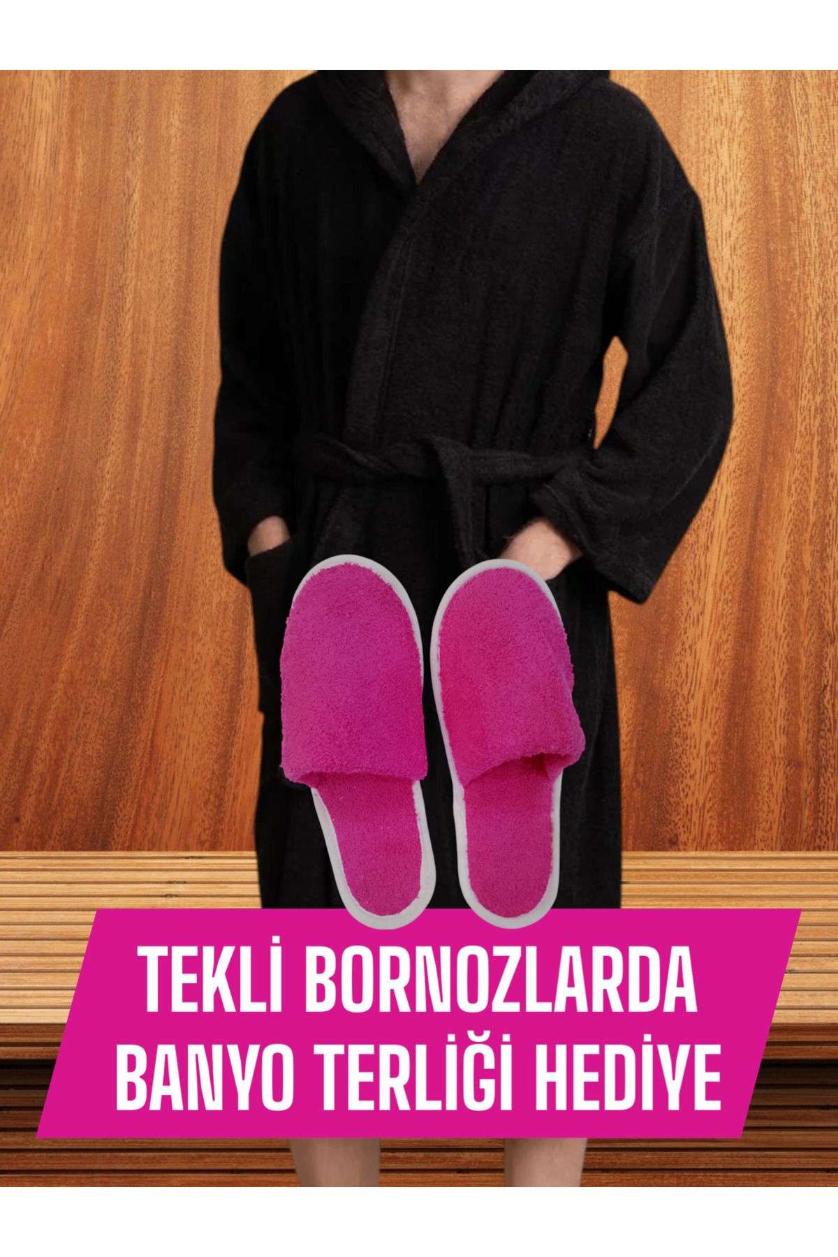 PAMUK DÜNYAM HOME KADIN - ERKEK TEKLİ BORNOZ - TERLİK HEDİYELİ
