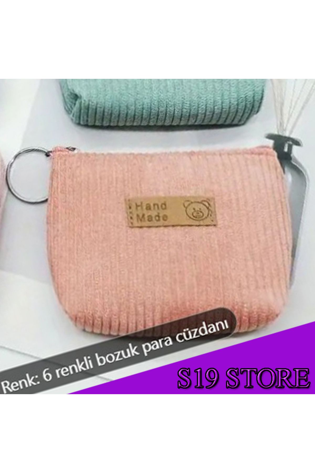 shop S19- KADİFE BOZUK PARA ÇANTASI-RENK: HARDAL SARISI