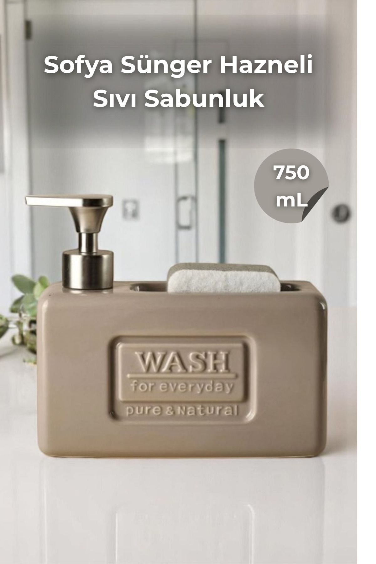Sevinse Home Sofya Sıvı Sabunluk Toprak Rengi Seramik 750 mL