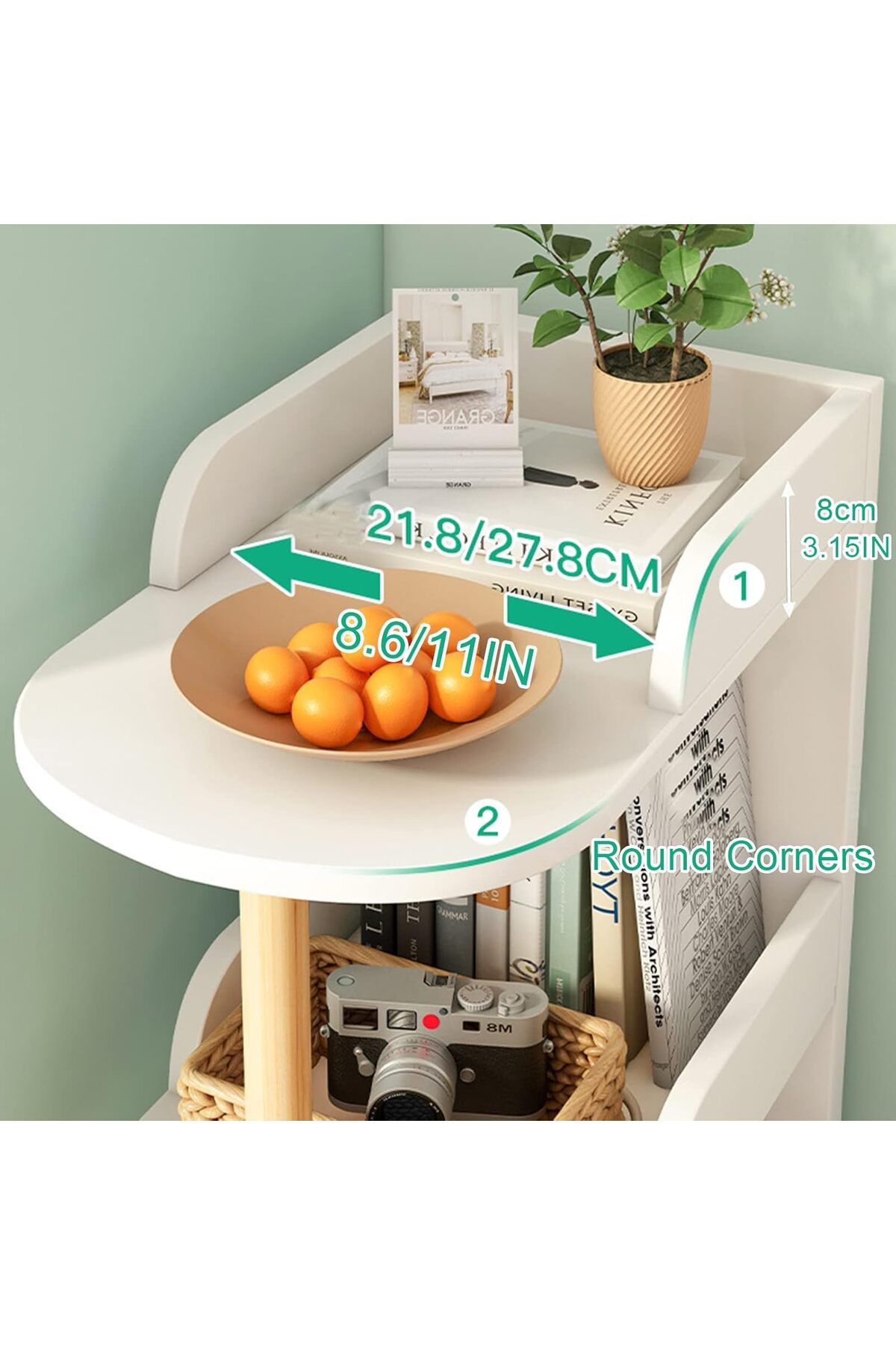 COOYA-4-Tier Slim Open Storage Rack,Free-Standing Wooden Bookshelf for Small Spaces Vertical Storage 3
