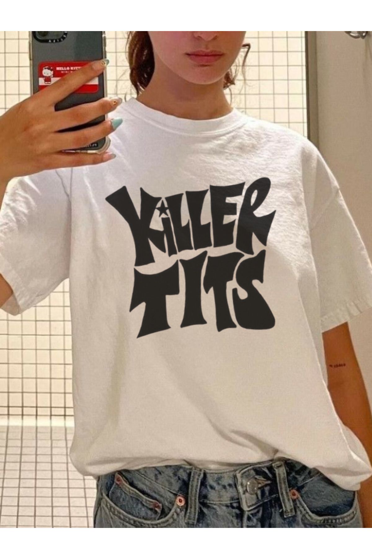DEEFWEAR DREICH KILLER TITS BASKILI BEYAZ TSHIRT