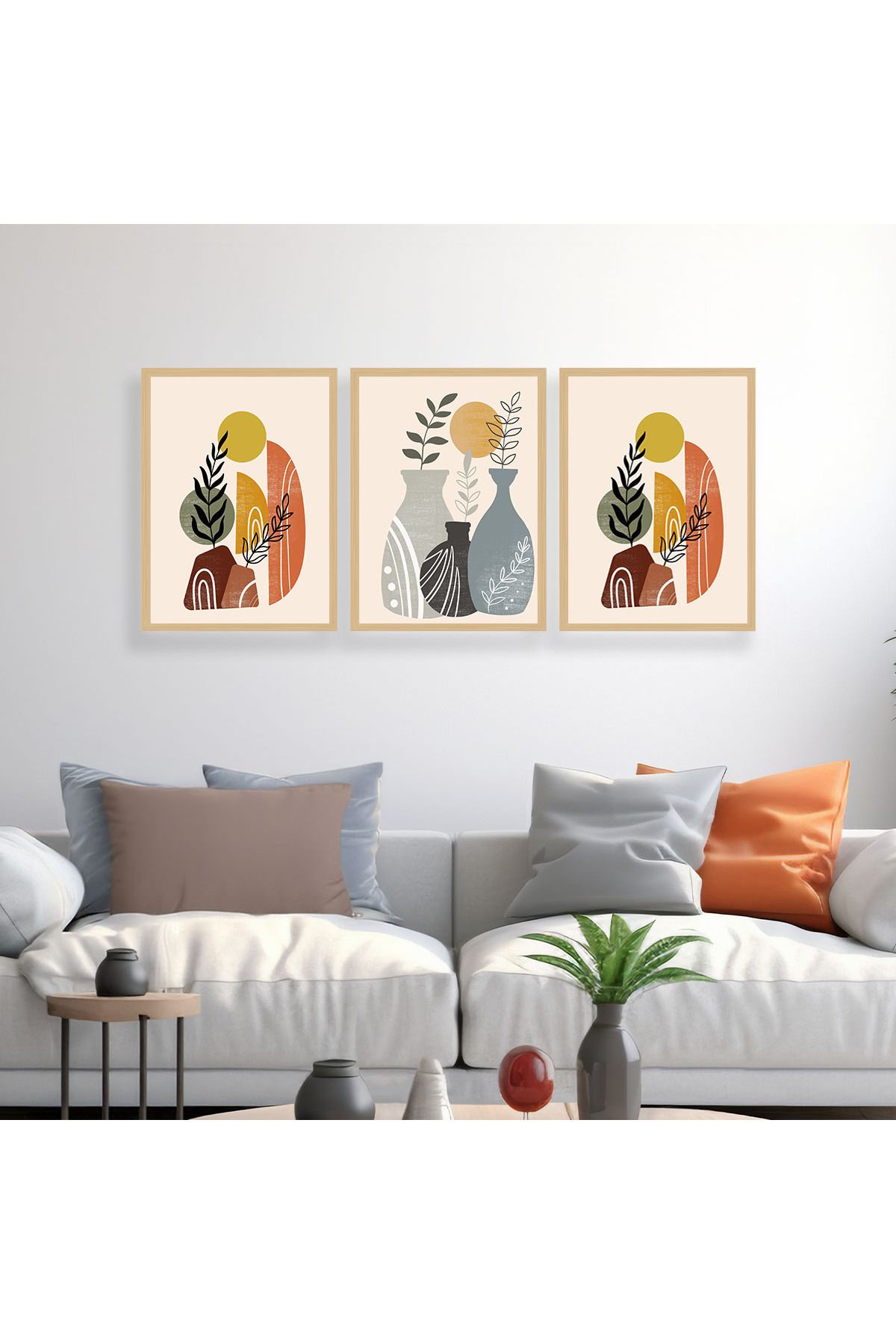 woodsia 3 Parça Ahşap MDF Çerçevesiz Tablo Seti MDFTH306