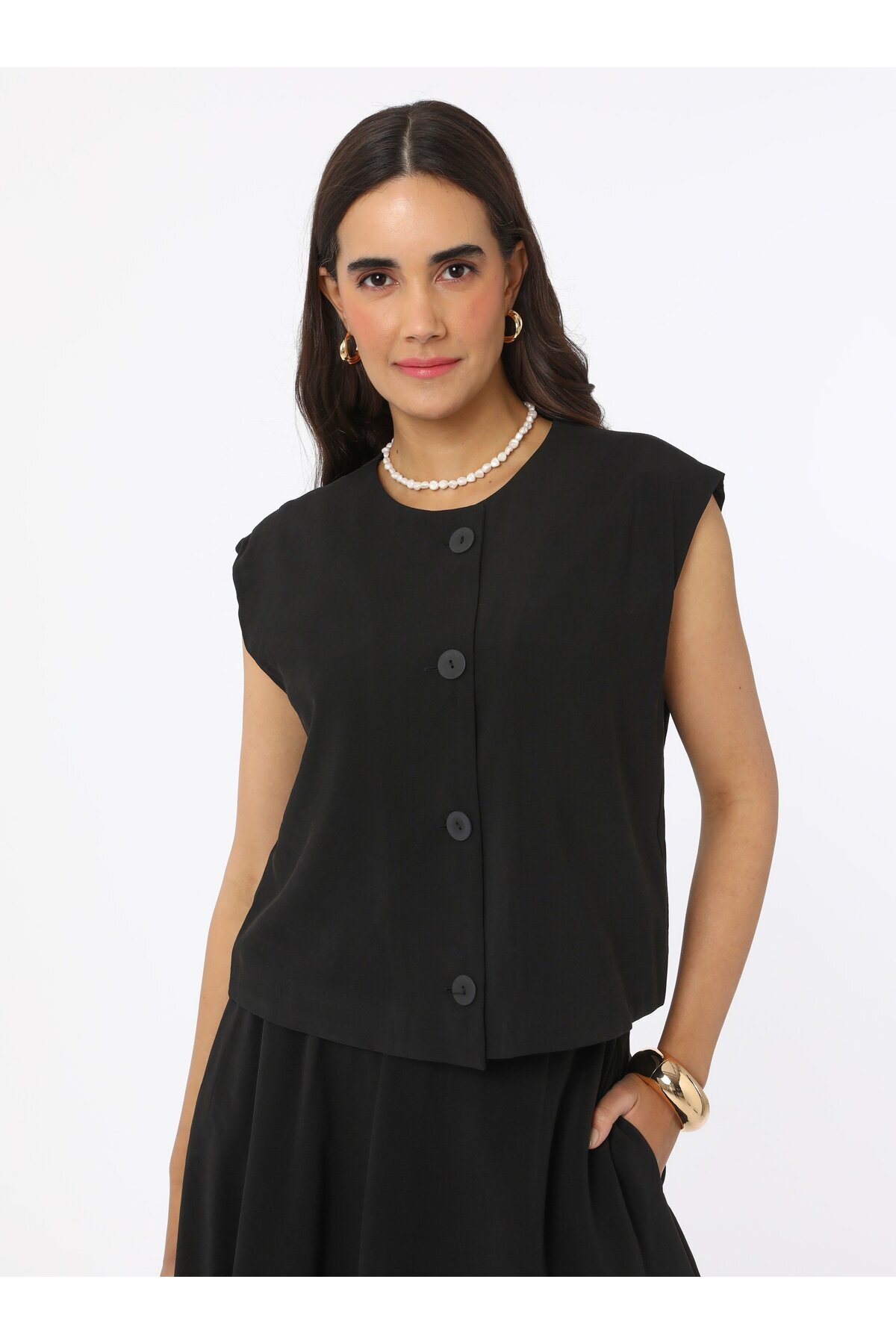 Refka-Modal Skirt Vest Double Suit - Black - Refka 3