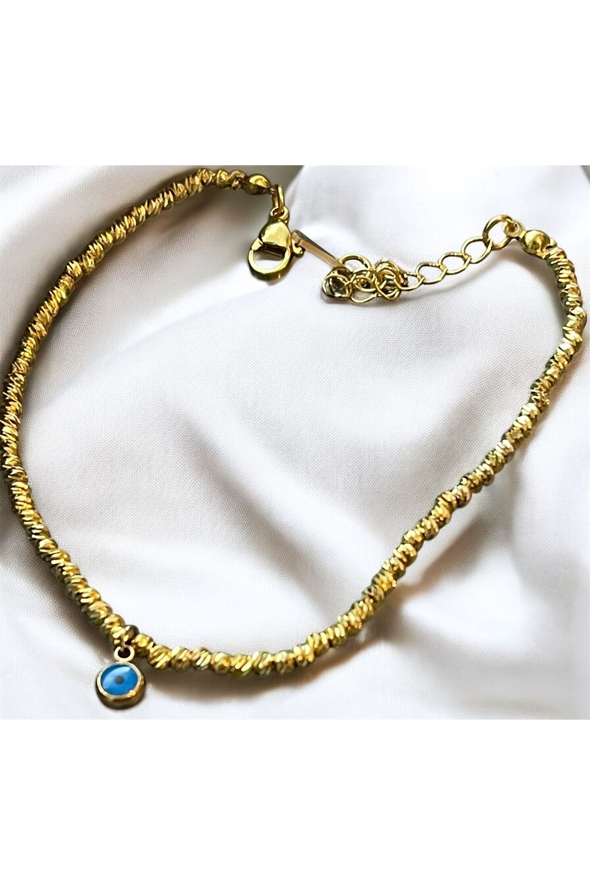 lolajewelry luxury steel gold renk nazar boncuklu dorika çelik halhal