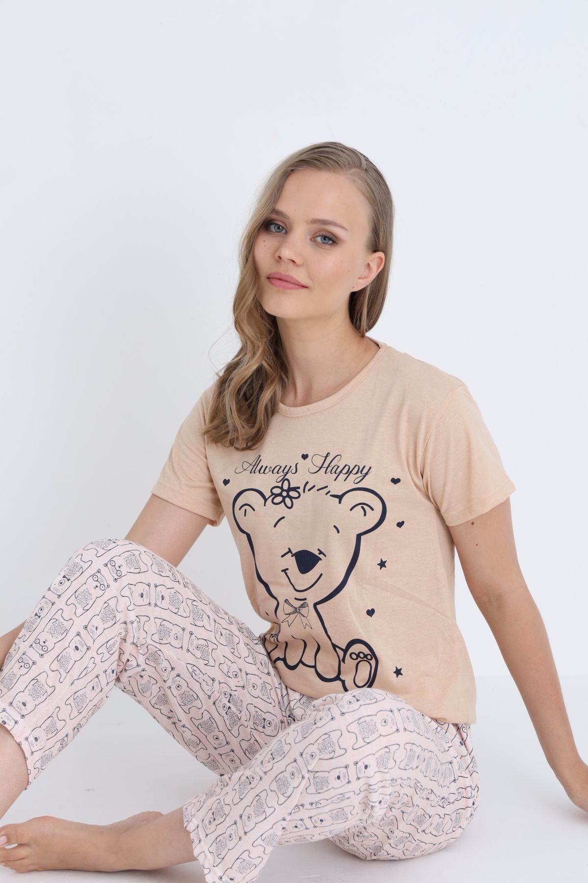 STELLAPİNK STİL MODA KADIN PAMUKLU PİJAMA TAKIMI