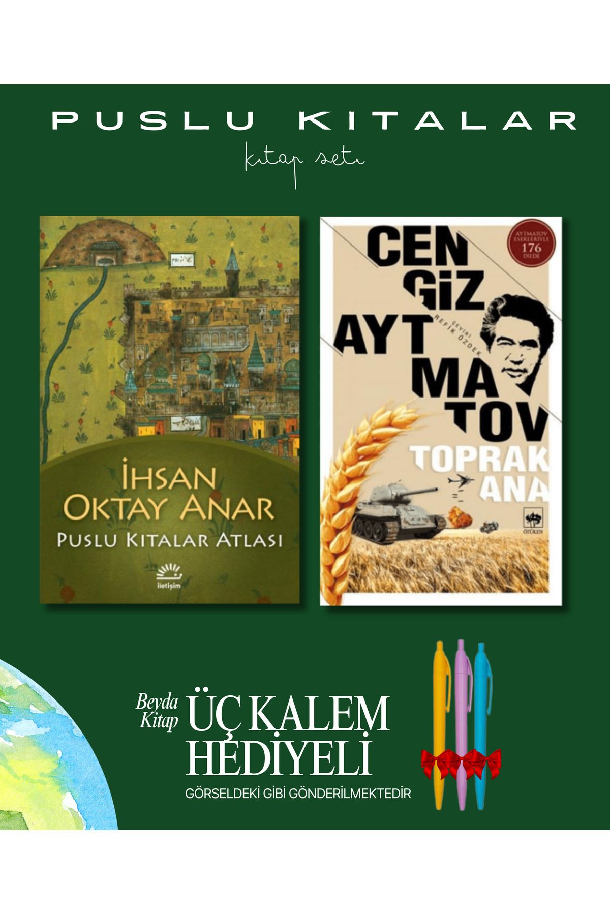 İletişim Yayınları Puslu Kıtalar Atlası - Toprak Ana - Kitap Seti - İhsan Oktay Anar - Kalem Hediyeli