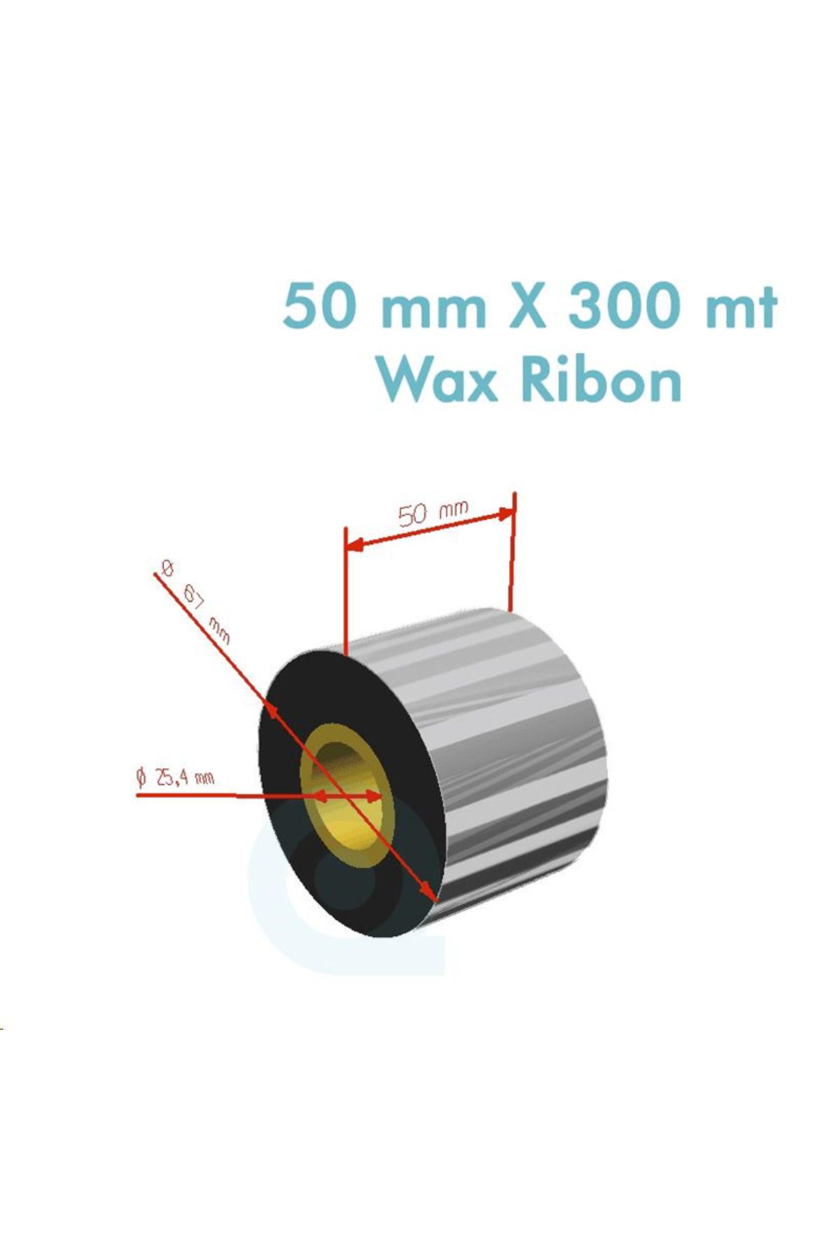 PLUSCOPY ''Ribbon'' WX-10FBK (Standart Wax) **50mm x 300m** 1 inç Outside