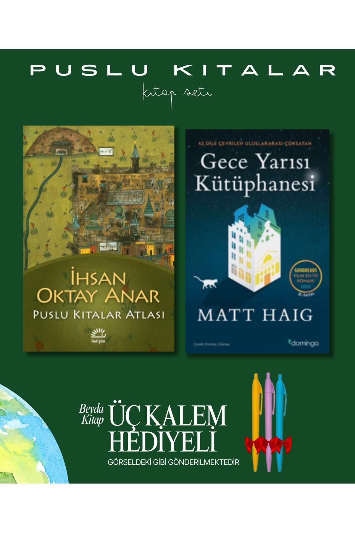 İletişim Yayınları Puslu Kıtalar Atlası - Gece Yarısı Kütüphanesi - Kitap Seti - İhsan Oktay Anar - Kalem Hediyeli