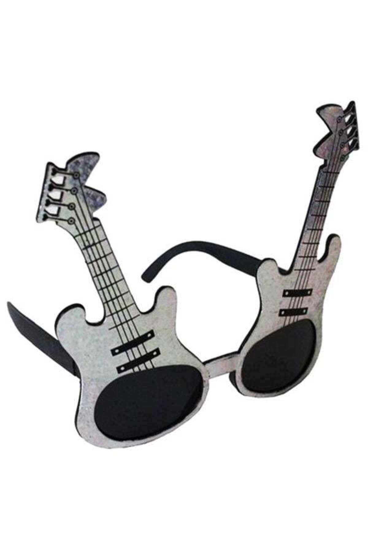 Modafiks Gümüş Renk Gitar Şekilli Parti Gözlüğü