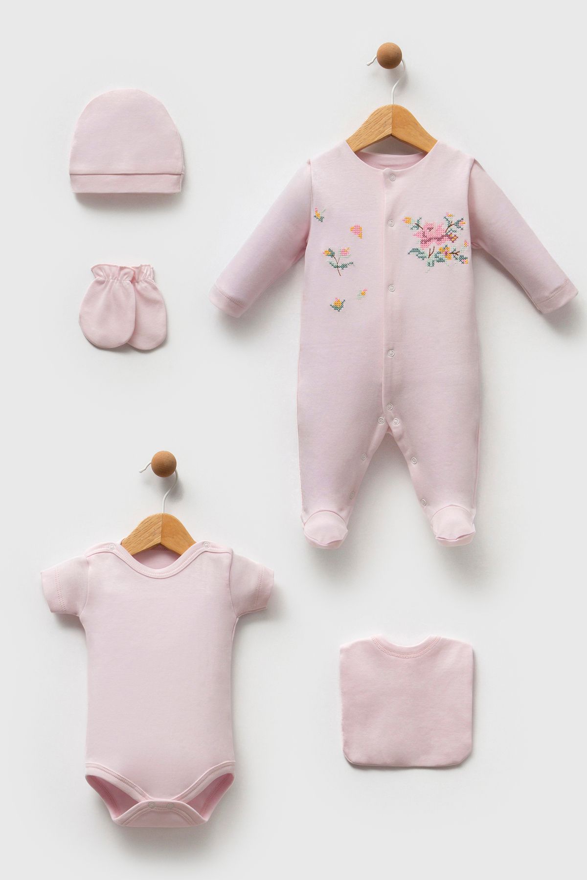 Bip Baby Kanaviçe Çiçekli 5'li Hastane Çıkışı