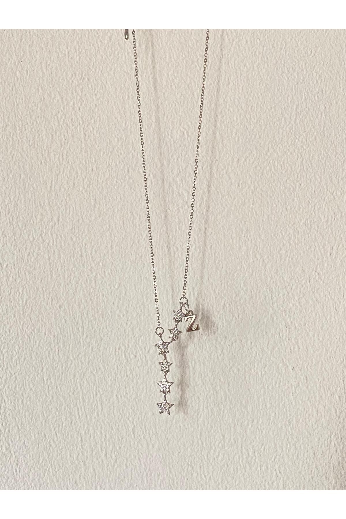 bijoux uniques Kayan Yıldız Z Harfli Çelik Kolye