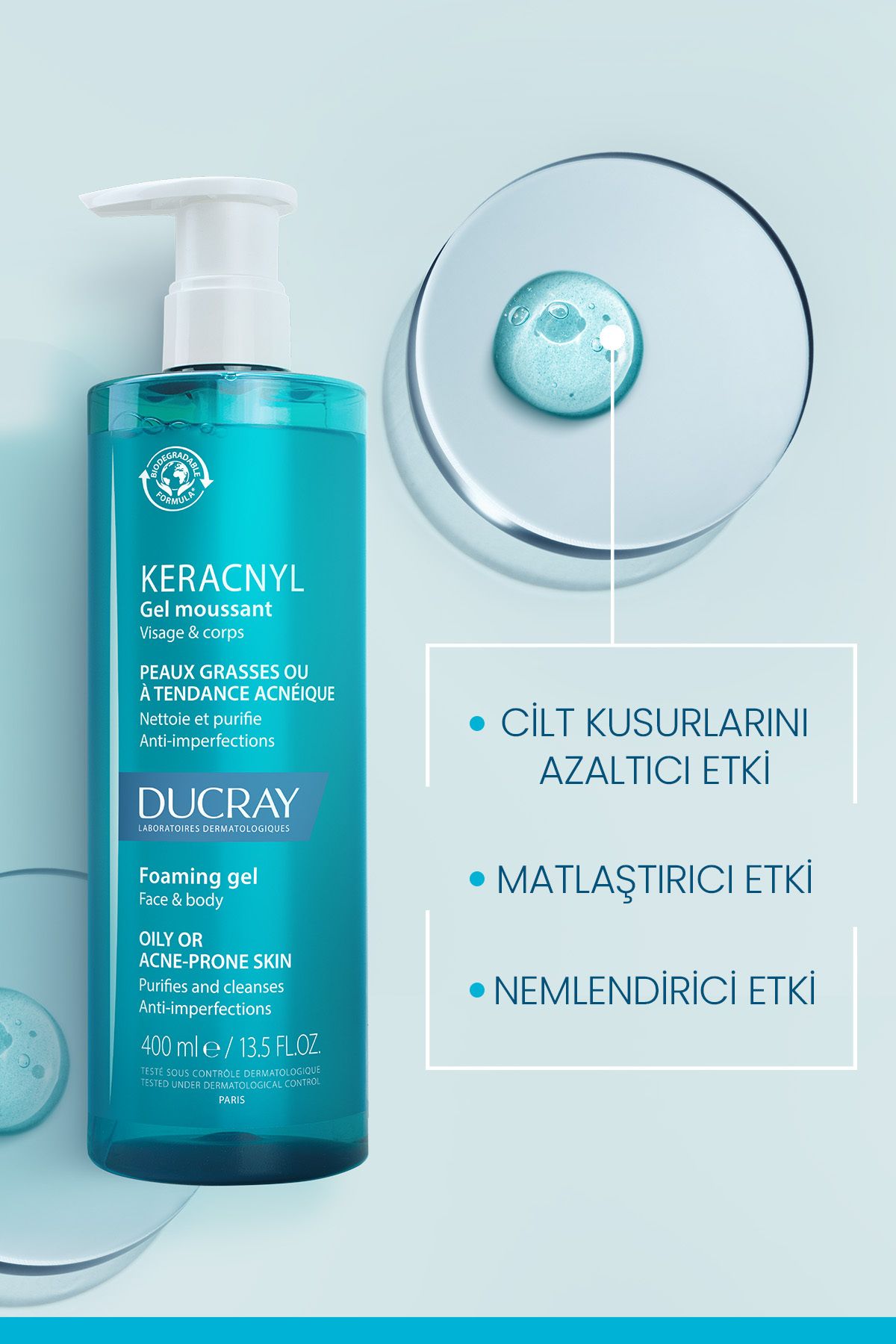 ست مراقبت پوست ژل تمیز کننده KERACNYL 400 میل X2 برای روغنی و آکنه Ducray