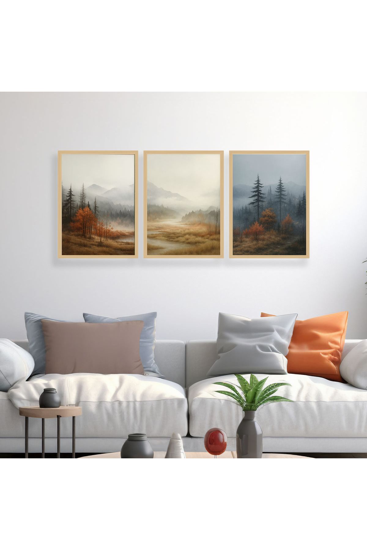woodsia 3 Parça Ahşap MDF Çerçevesiz Tablo Seti MDFTH324