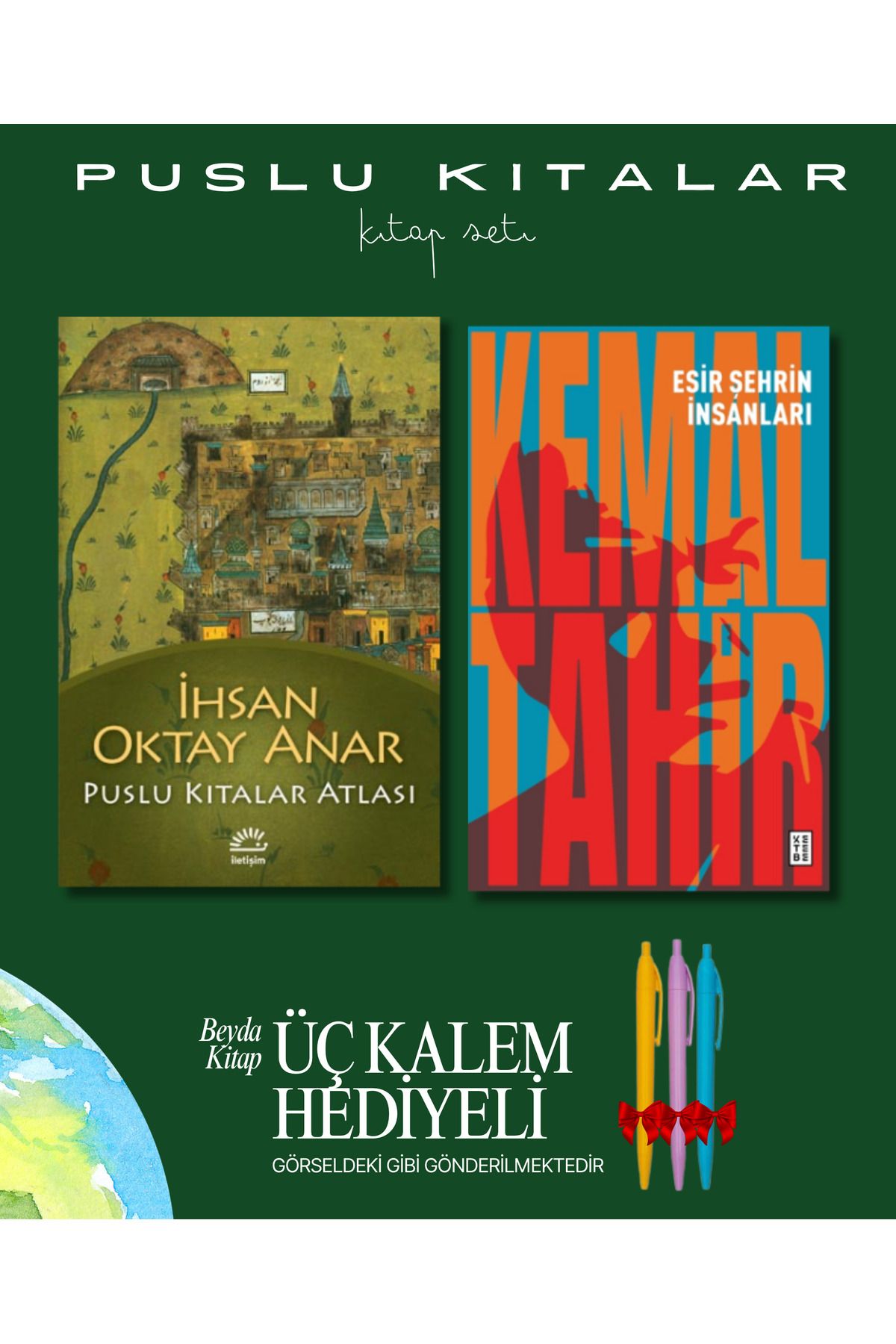 İletişim Yayınları Puslu Puslu Kıtalar Atlası - Esir Şehrin İnsanları - Kitap Seti - İhsan Oktay Anar - Kalem Hediyeli