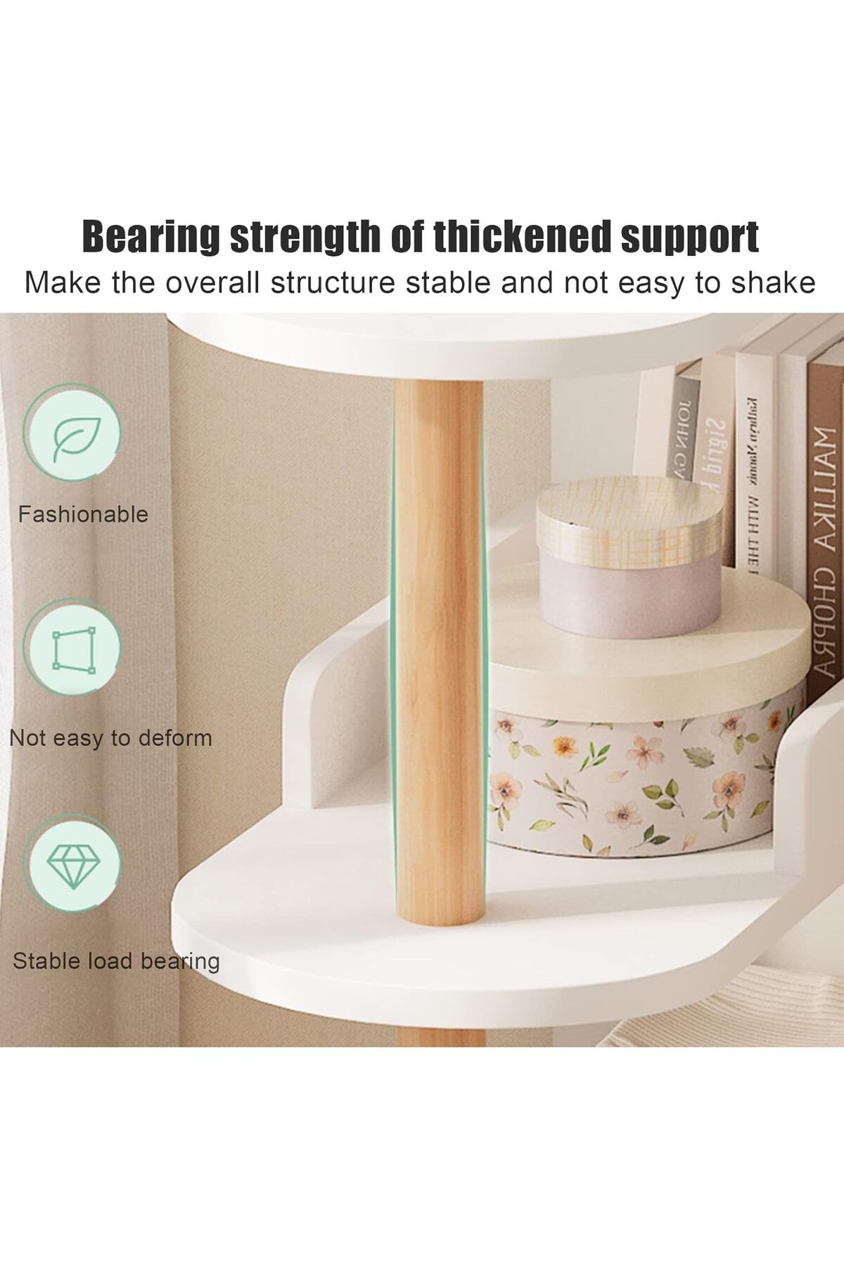 COOYA-4-Tier Slim Open Storage Rack,Free-Standing Wooden Bookshelf for Small Spaces Vertical Storage 2