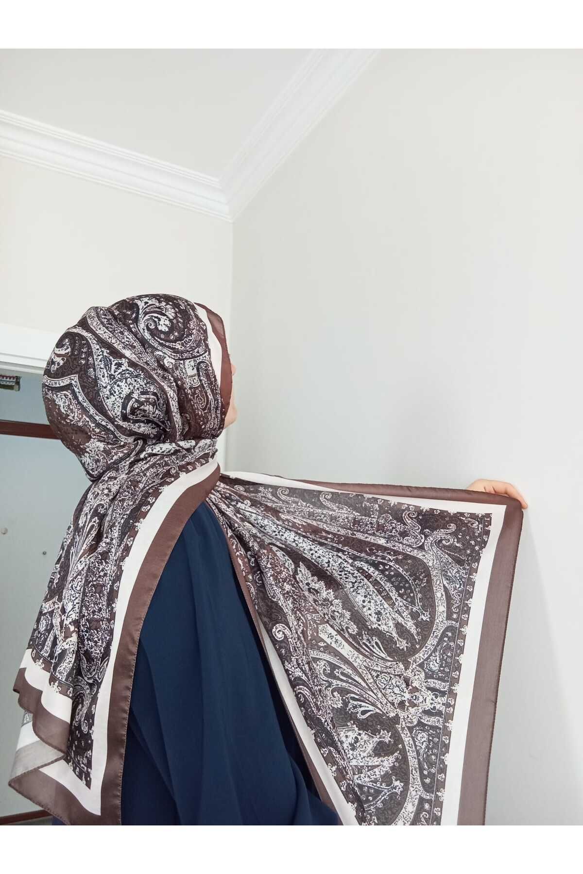aminebuğlemscarf etnik desen soft pamuk şal - acıkahve