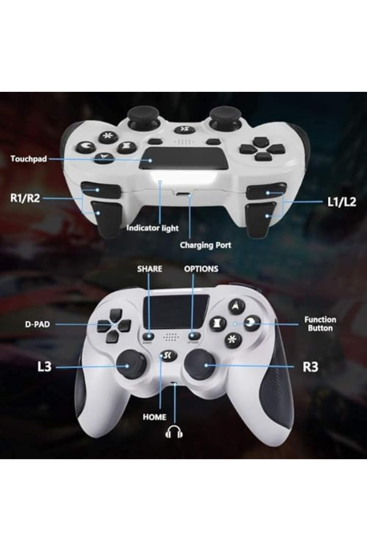 X LOT-Controller for PS4, Wireless GamePad for Sony Playstation 4 Pro/Slim/PC, 6-axis Game Remote Joystick 6